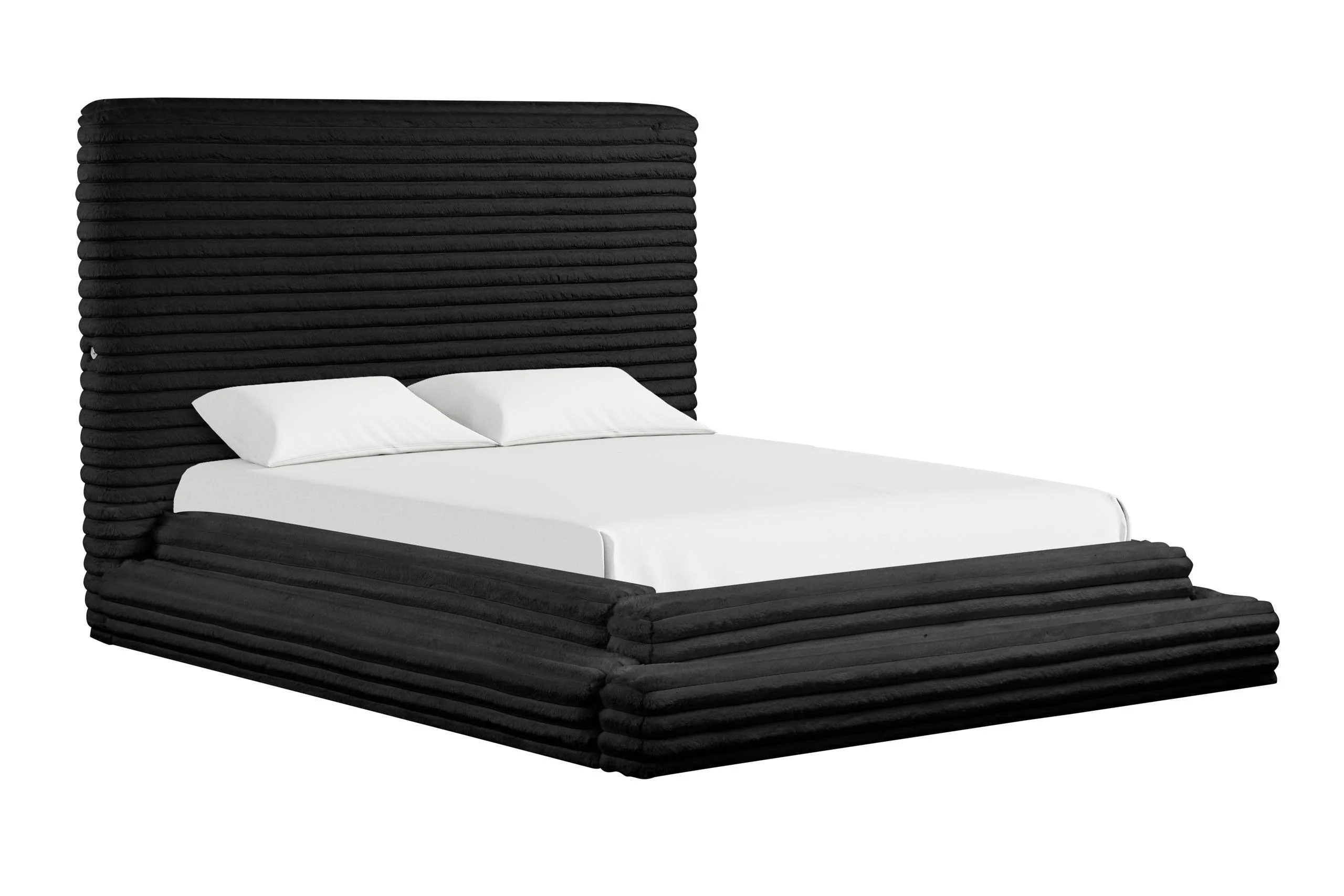 Mariah Black Upholstered Platform King Bed - Image 3