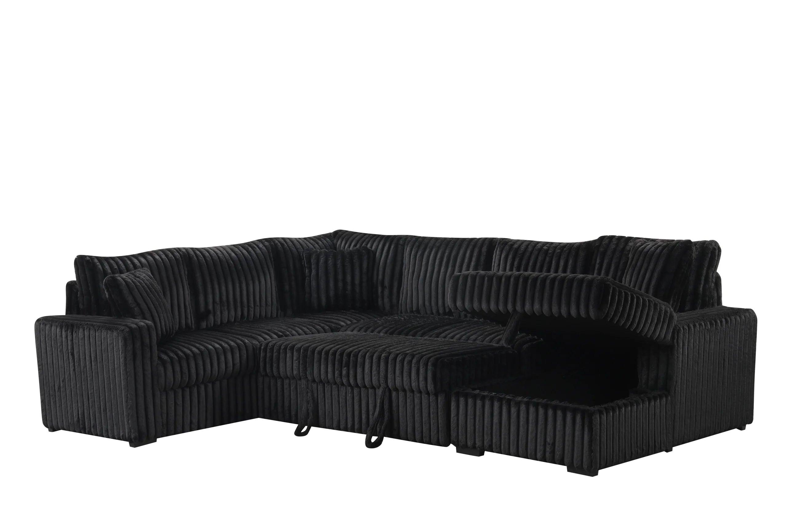 Sonic Black Sectional With Pull-Out Bed - Image 3
