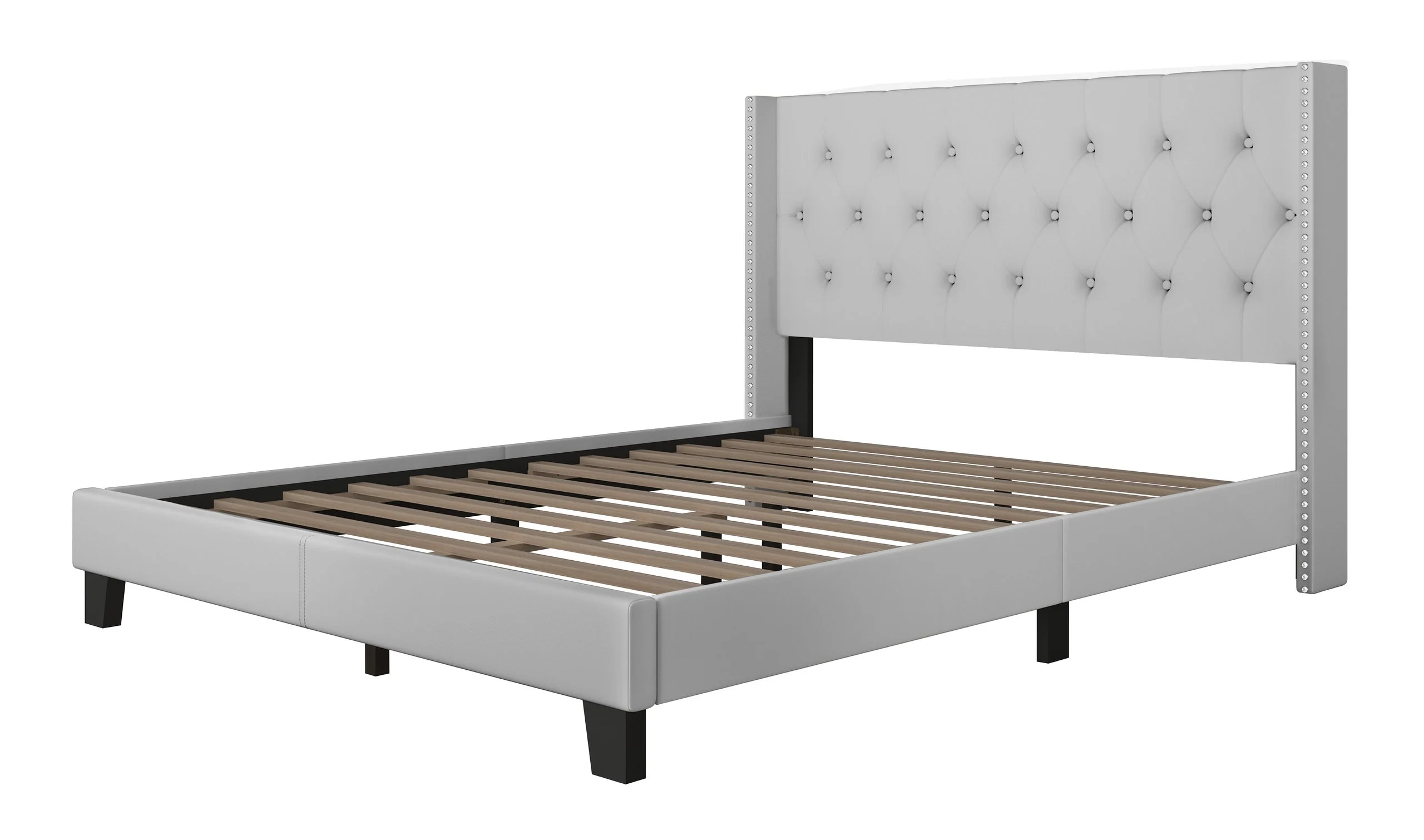 Hikaru Gray Upholstered Tufted Platform Full Bed - Image 3