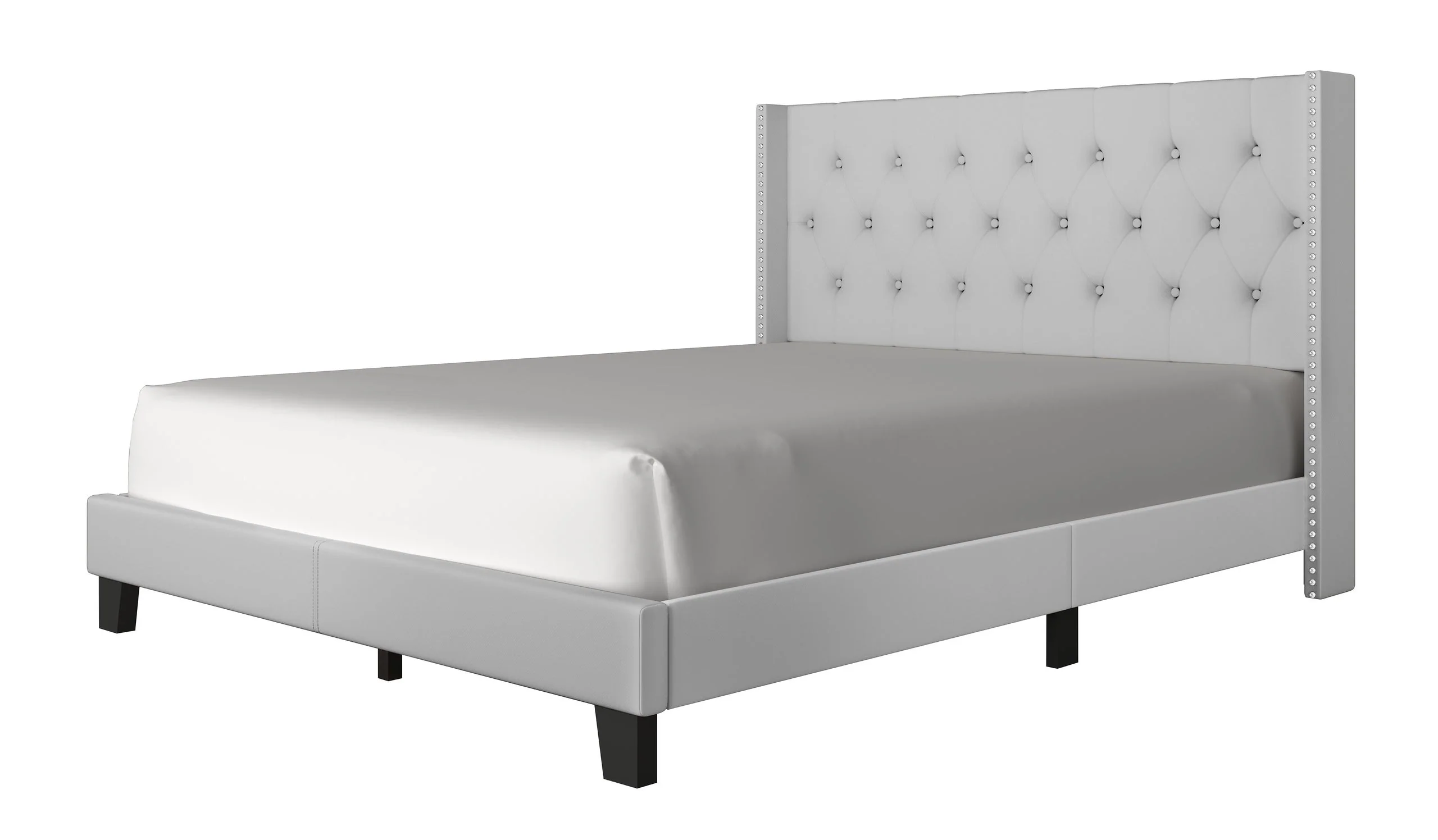 Hikaru Gray Upholstered Tufted Platform Queen Bed - Image 2