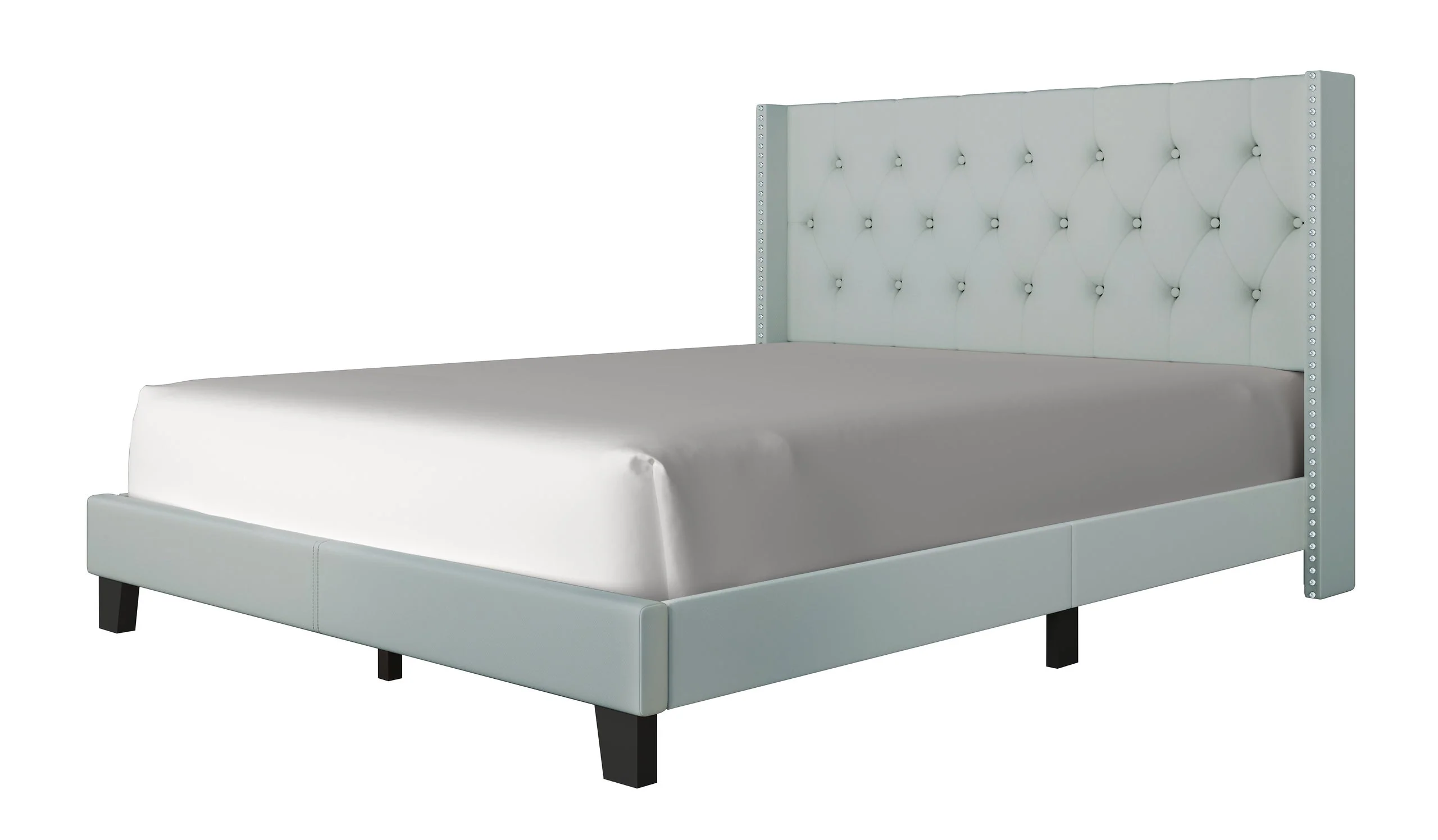 Hikaru Teal Upholstered Tufted Platform King Bed - Image 3