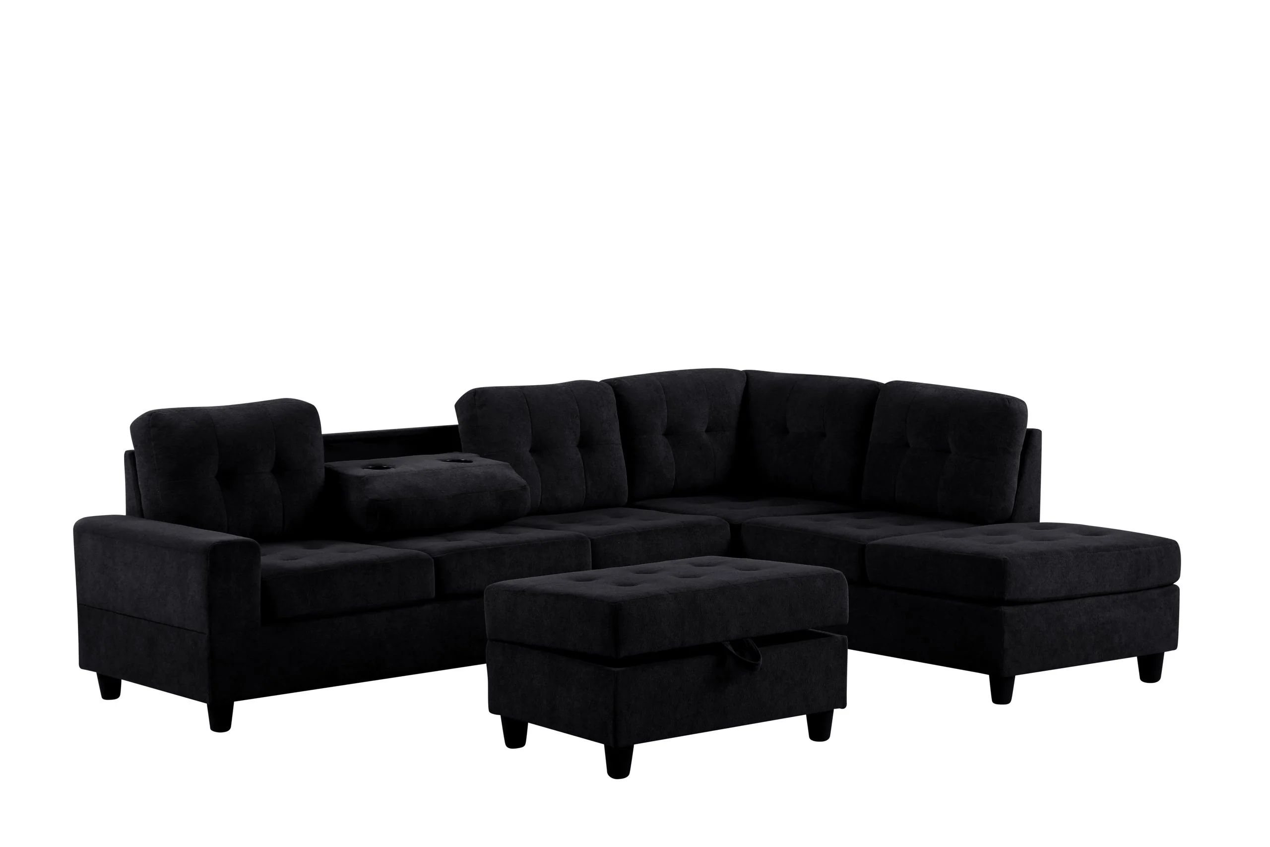 Heights Black Reversible Sectional + Ottoman - Image 2
