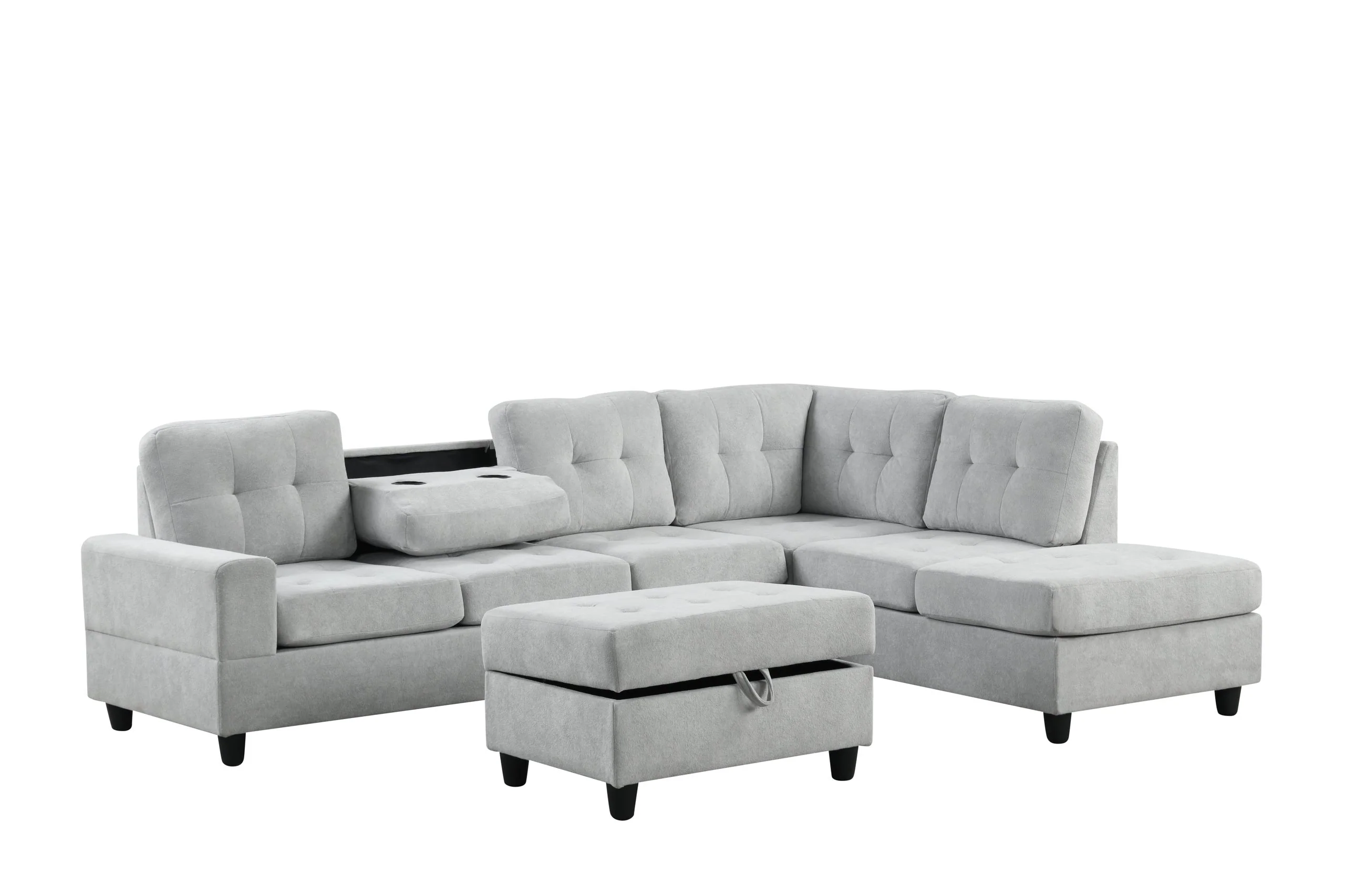 Heights Light Gray Reversible Sectional + Ottoman - Image 2