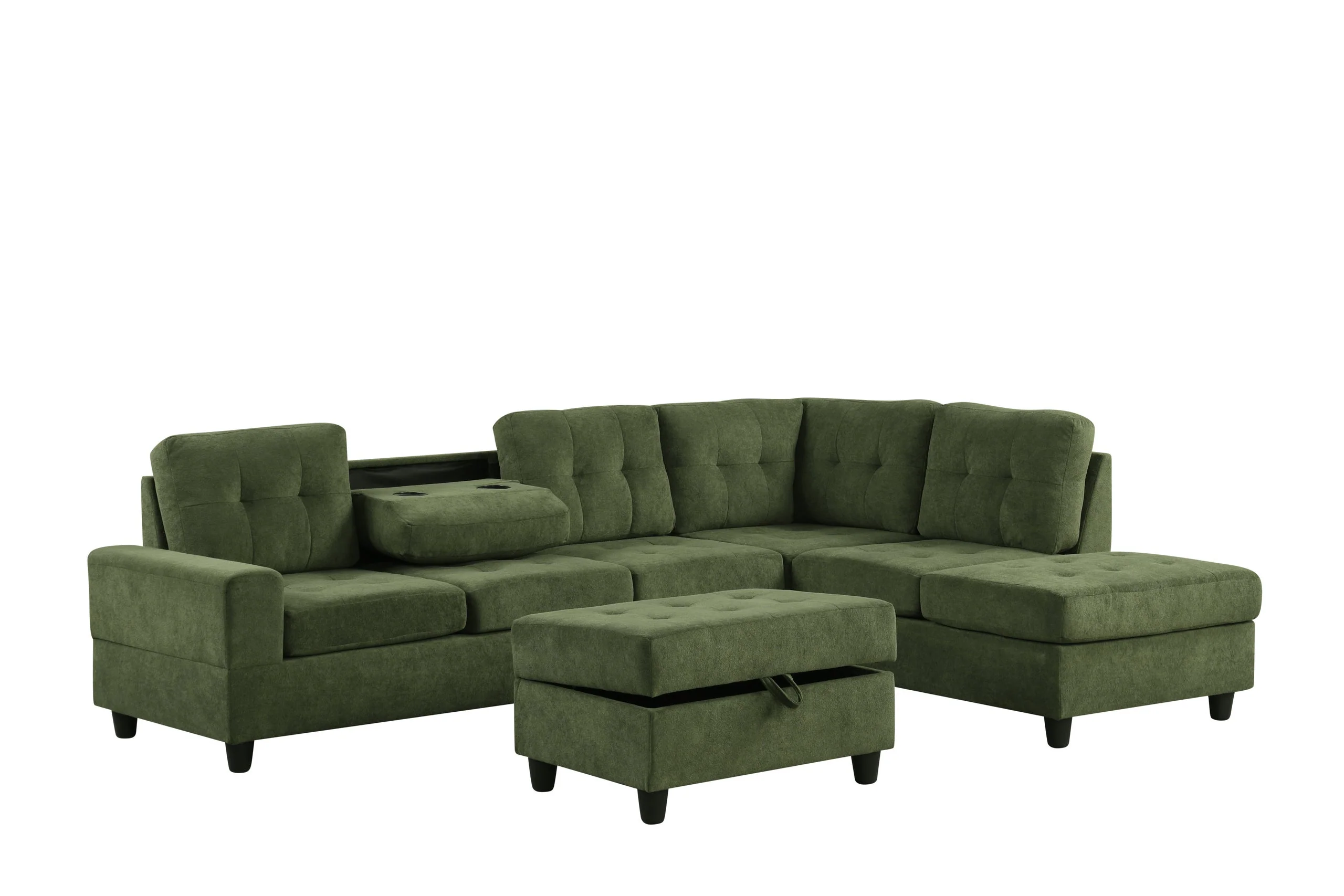 Heights Green Reversible Sectional + Ottoman - Image 2