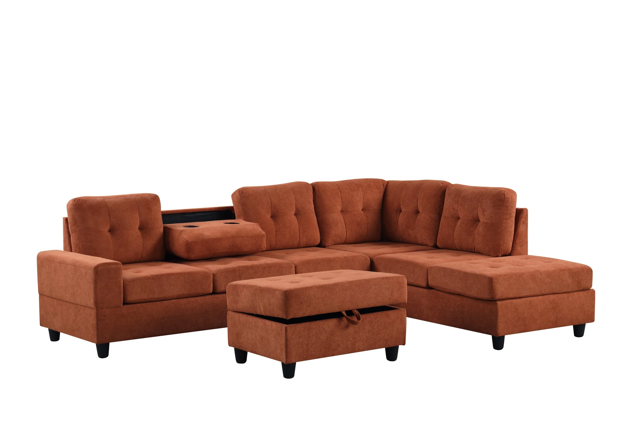 Heights Orange Reversible Sectional + Ottoman - Image 2