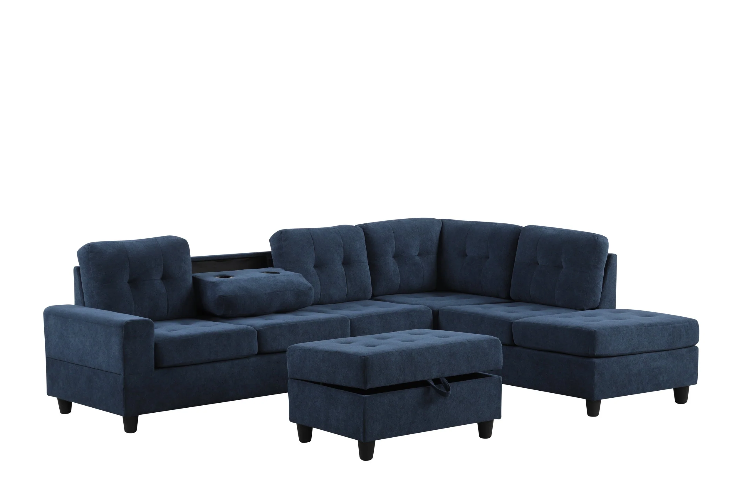 Heights Blue Reversible Sectional + Ottoman - Image 2