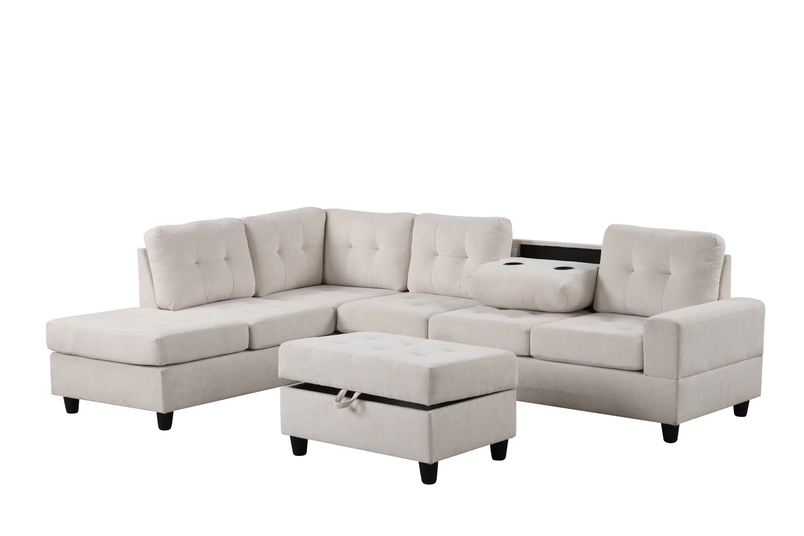 Heights Beige Reversible Sectional + Ottoman - Image 3