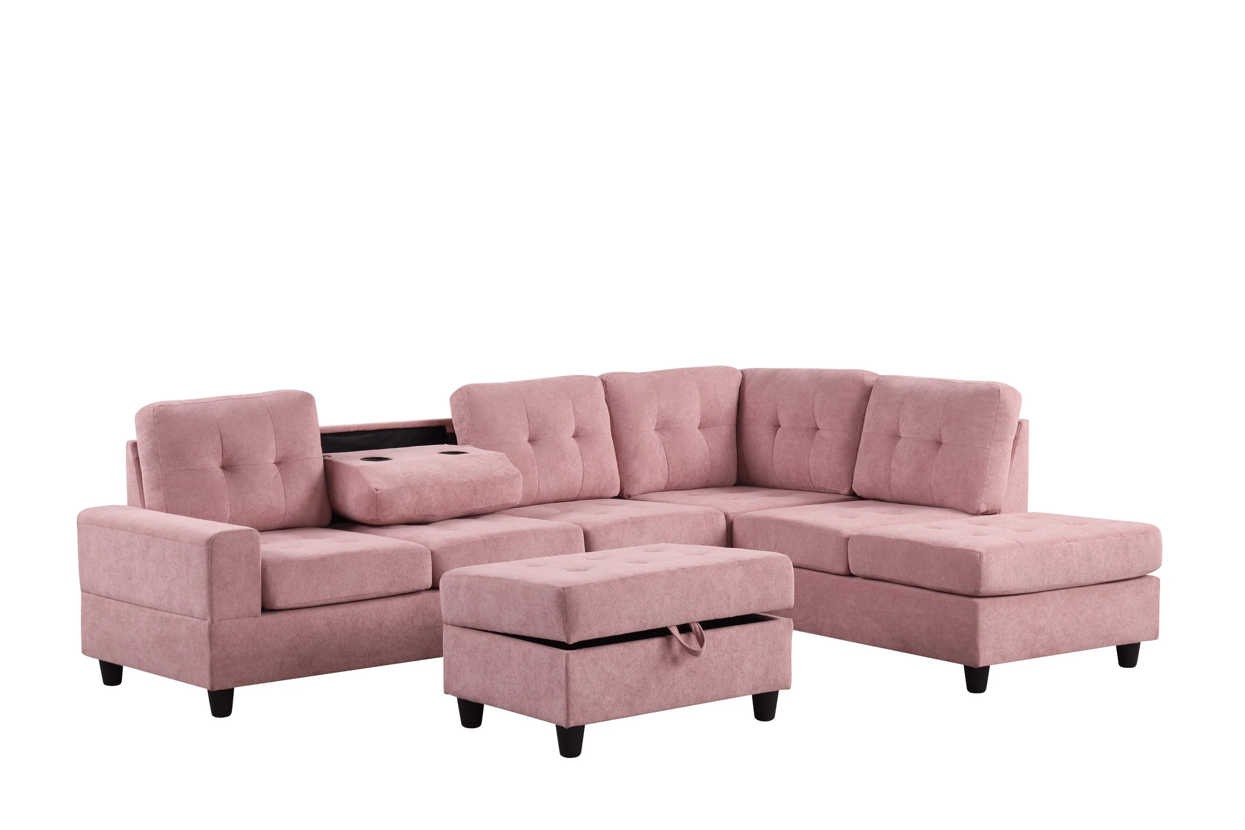 Heights Pink Reversible Sectional + Ottoman - Image 2