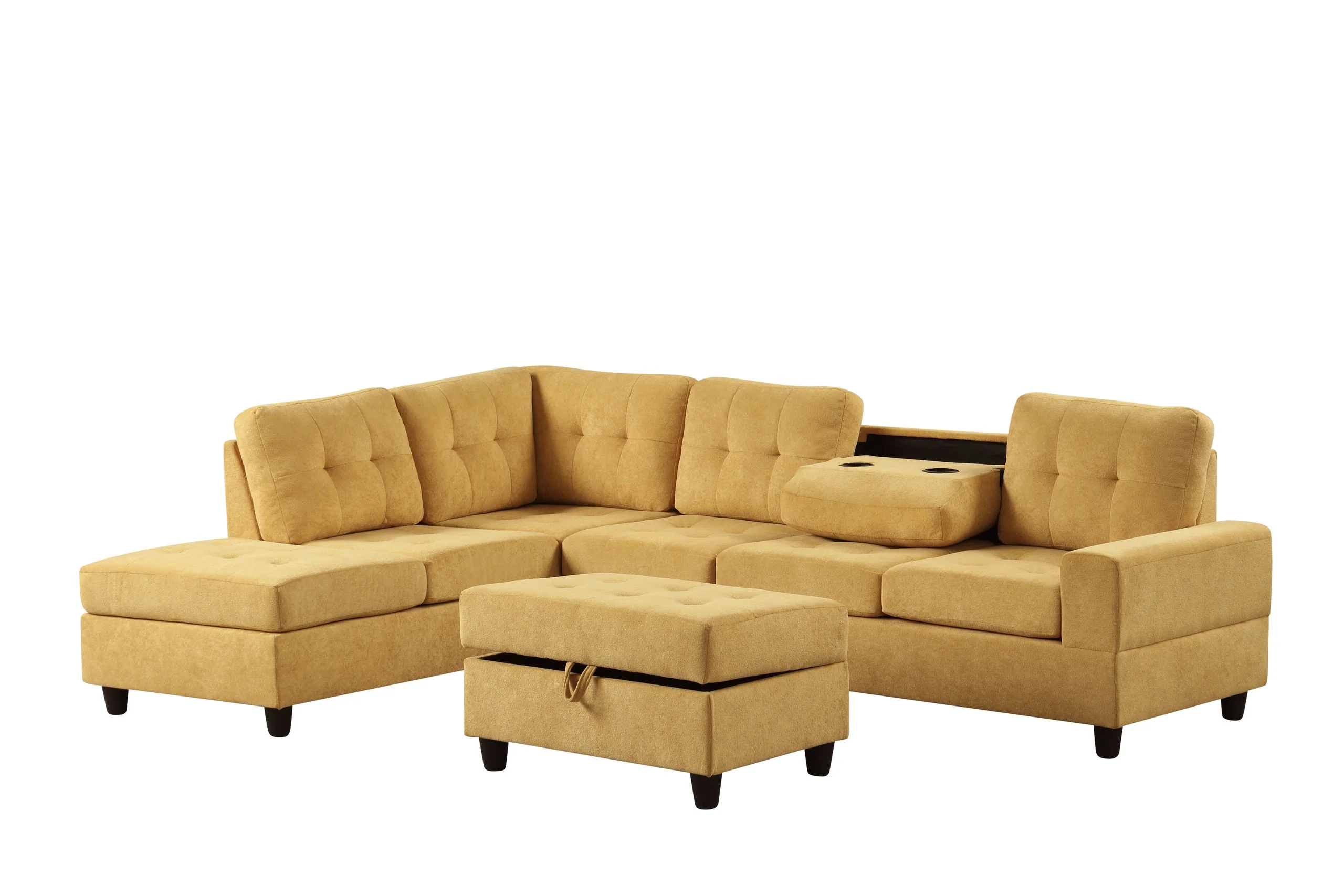 Heights Mustard Reversible Sectional + Ottoman - Image 3