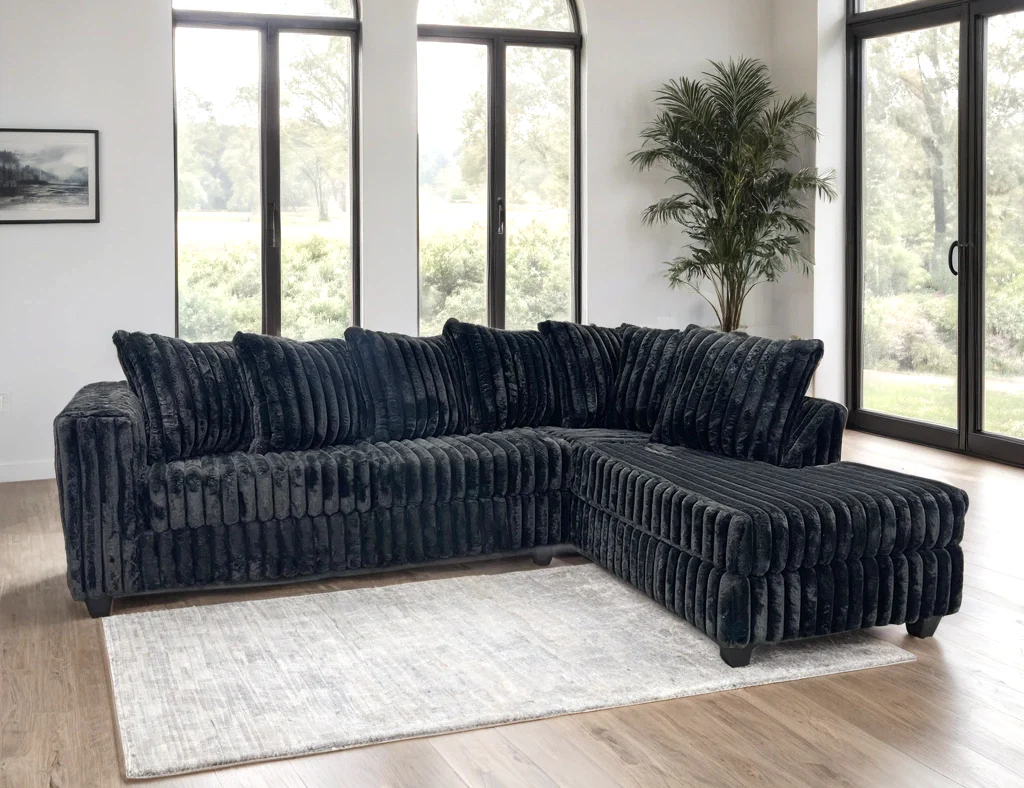 FiveTen Black Velvet Sectional - Image 1