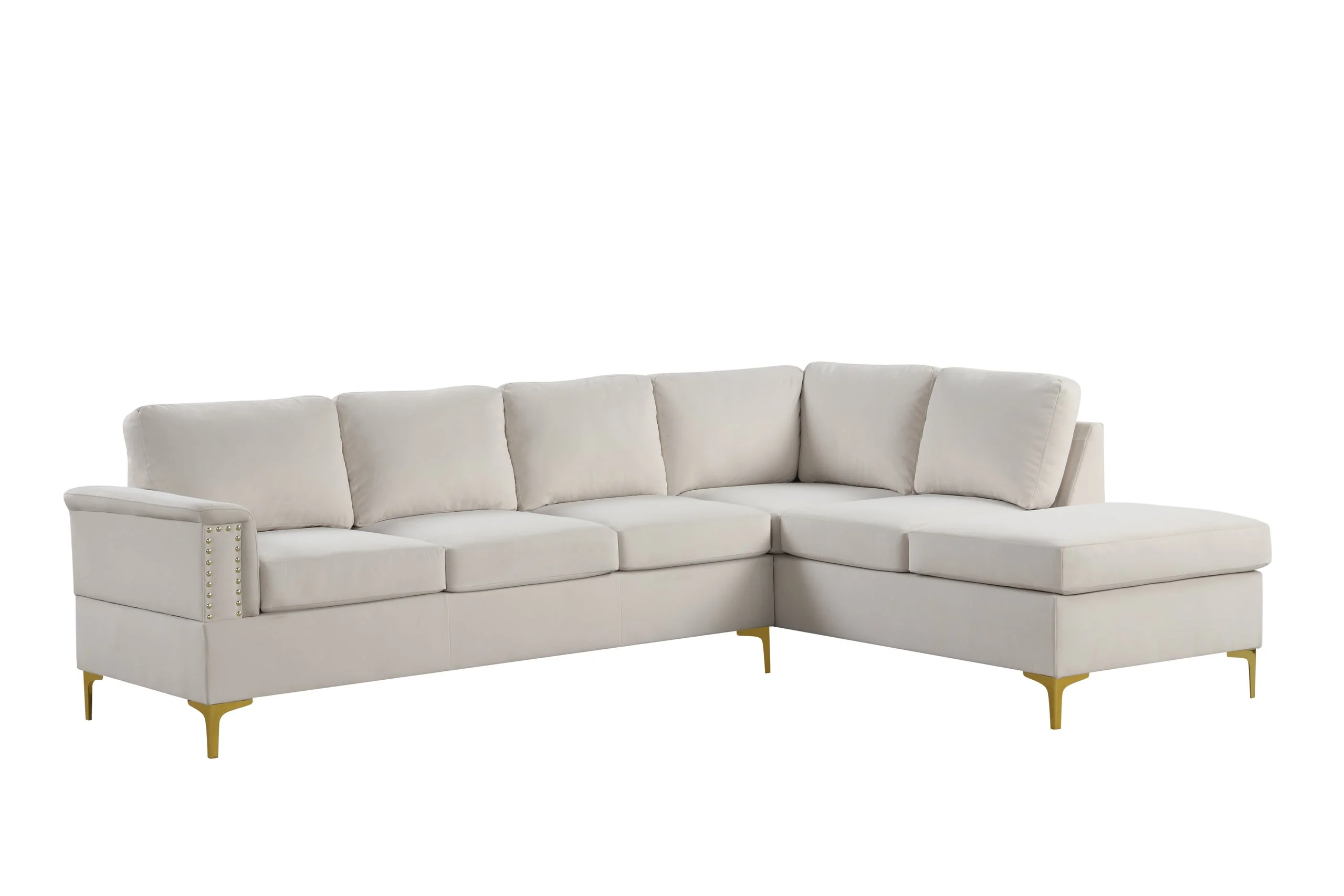 Vogue Cream Velvet Sectional - Image 2