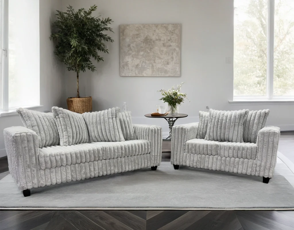 FiveTen Gray Velvet Sofa & Loveseat Set - Image 1