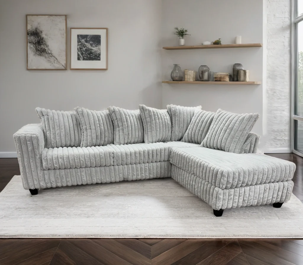 FiveTen Gray Velvet Sectional - Image 1