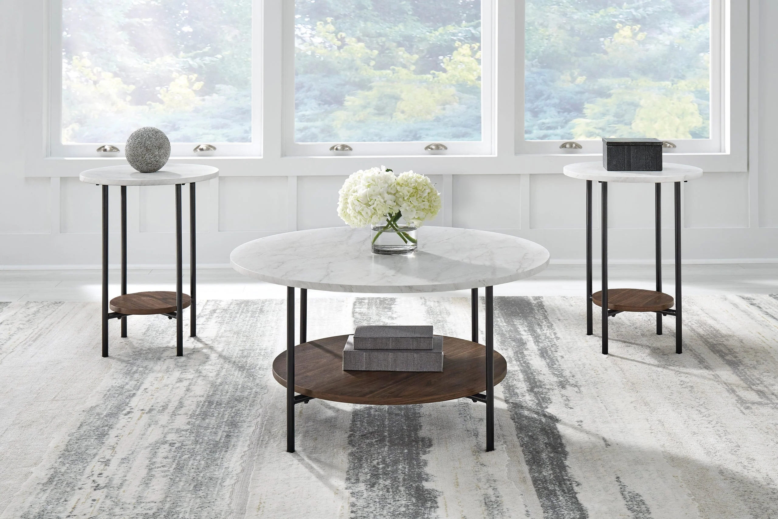 Tal White Brown Occasional Table Set - Image 2