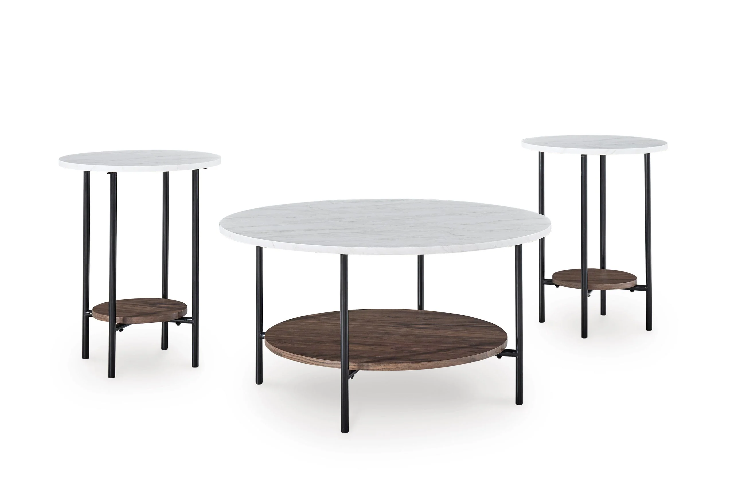 Tal White Brown Occasional Table Set - Image 3