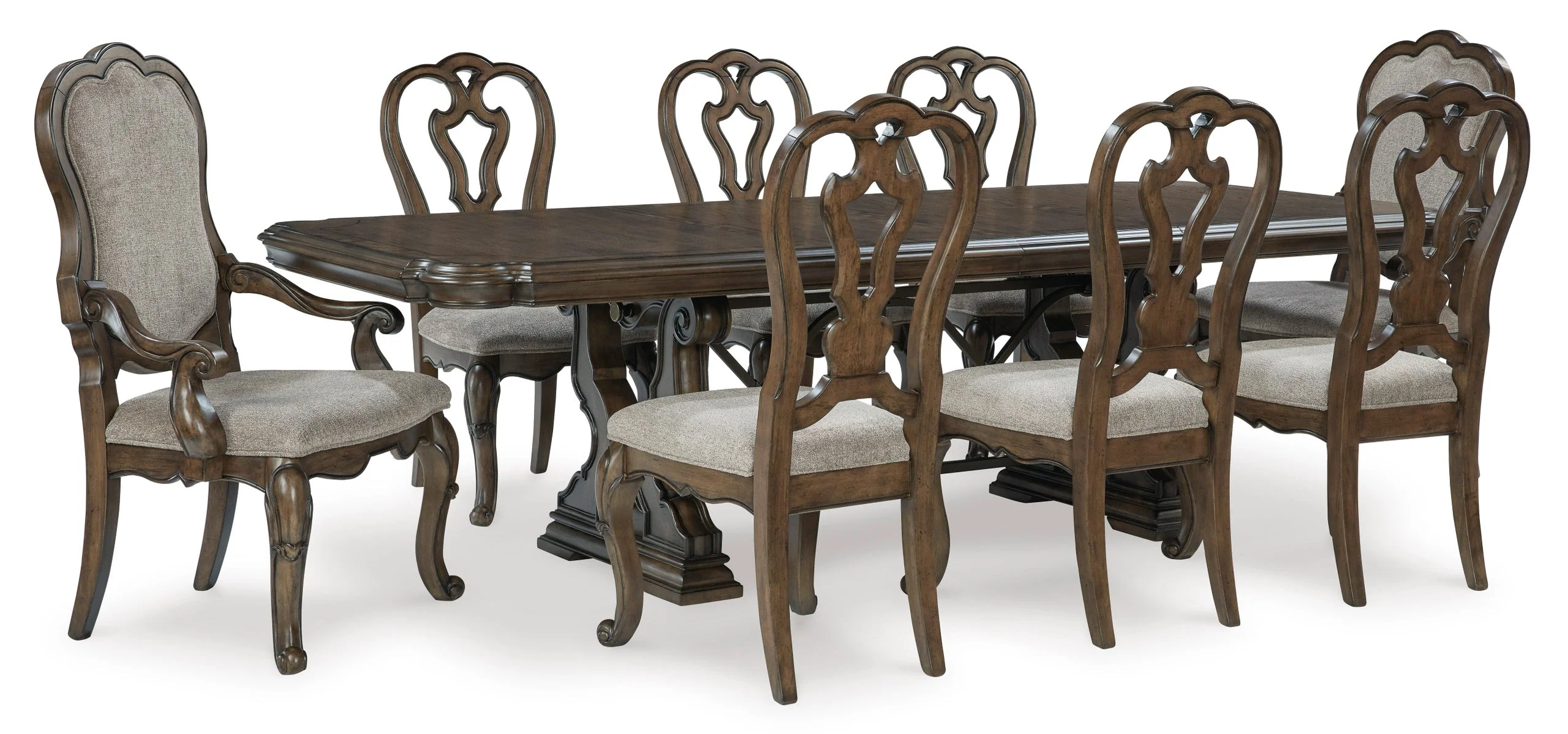 Divine Dark Cherry Pedestal Table + 6 Chairs - Image 2