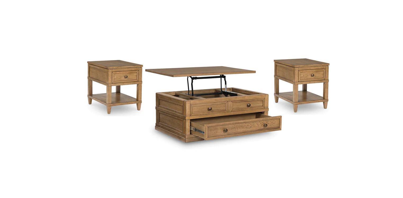 Tomiris Brown Lift Top 3-Piece Occasional Table Set