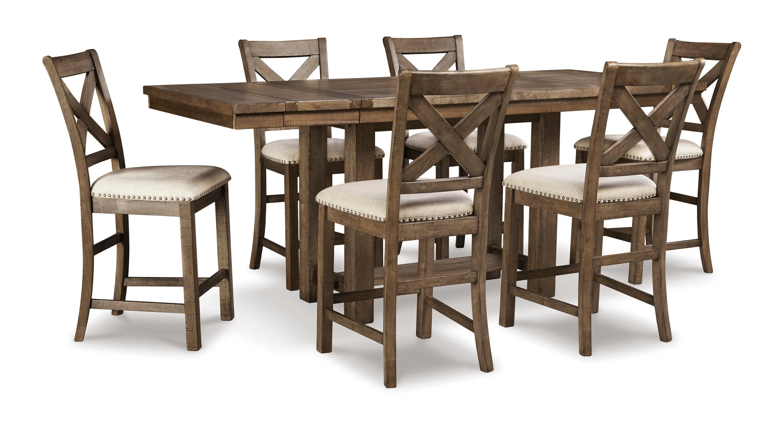 Desi Brown Counter Height Table + 6 Chairs Set - Image 2