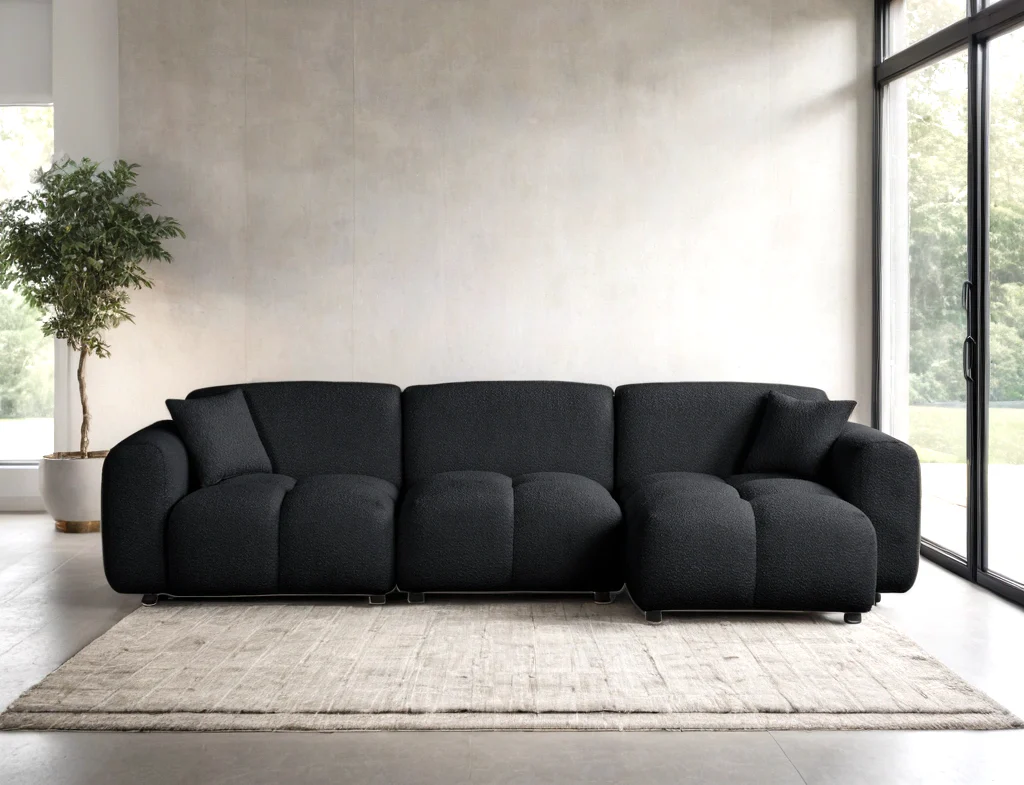 Bella Black Boucle Sectional - Image 3