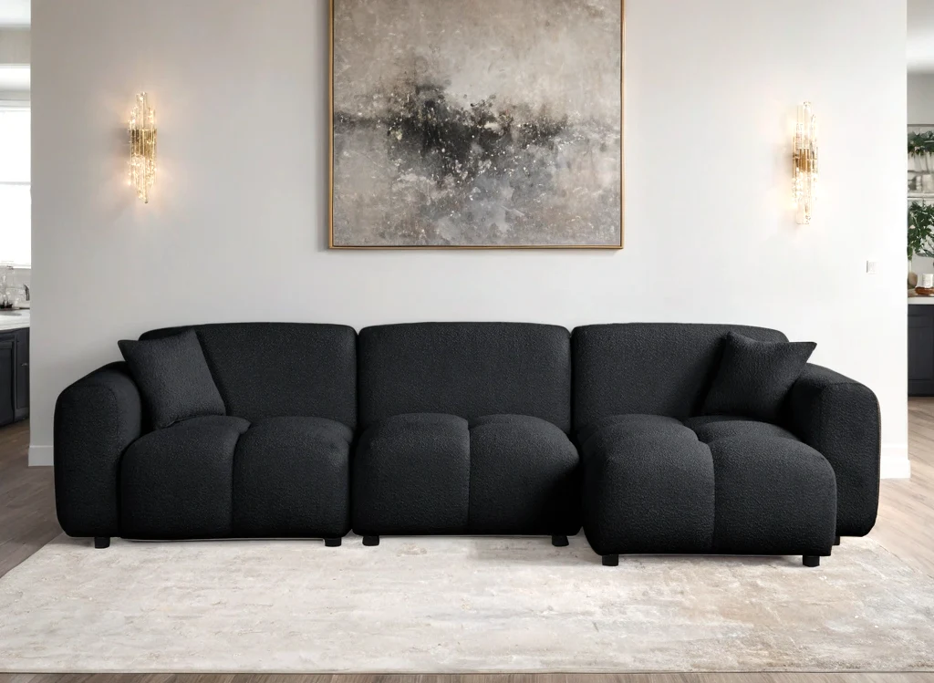 Bella Black Boucle Sectional - Image 1