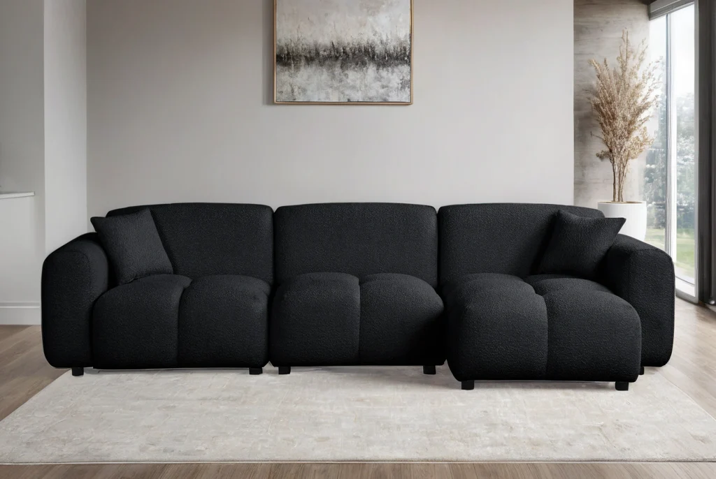 Bella Black Boucle Sectional - Image 2