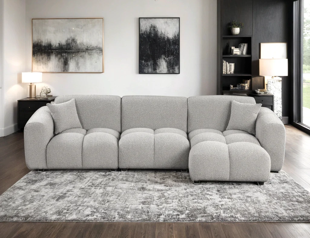 Bella Gray Boucle Sectional - Image 1