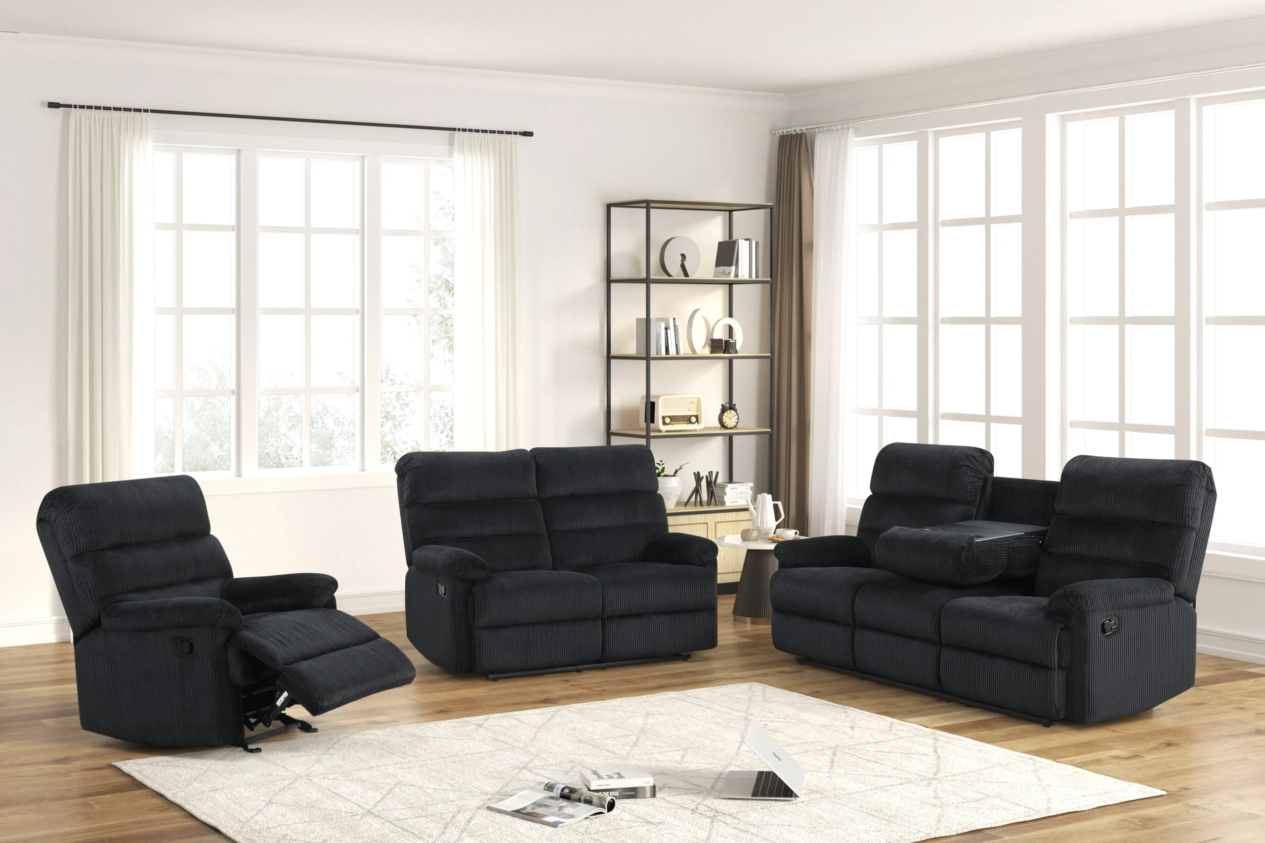 Albert Black 3-Piece Reclining Set - Image 2