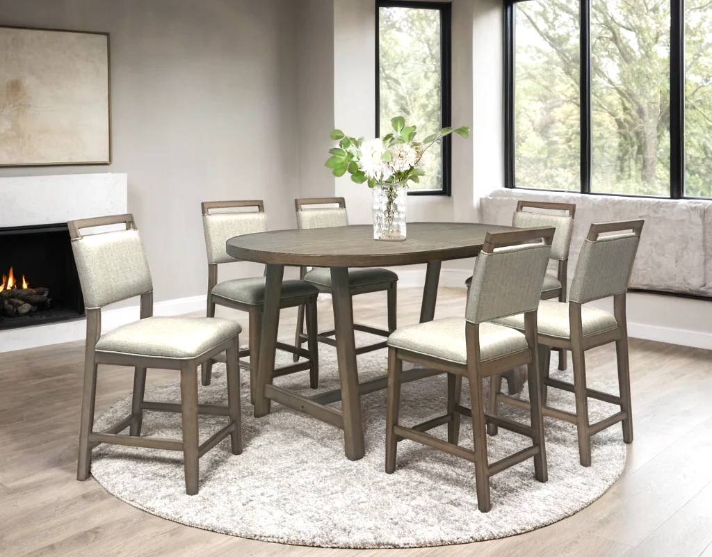 Duss Gray Counter Height Table + 6 Chair Set - Image 2