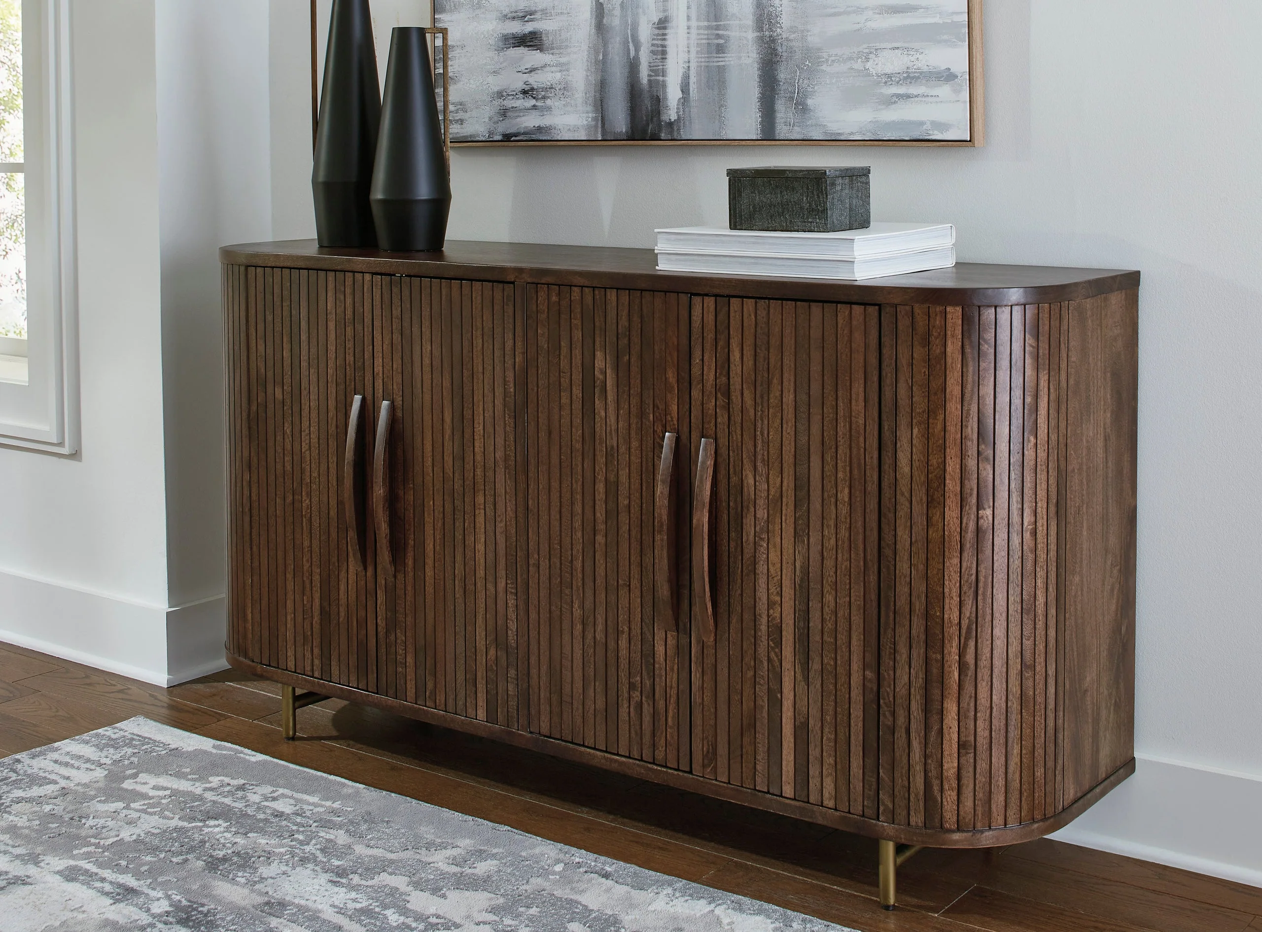 A4000571 Dark Brown Accent Cabinet 68"L - Image 2