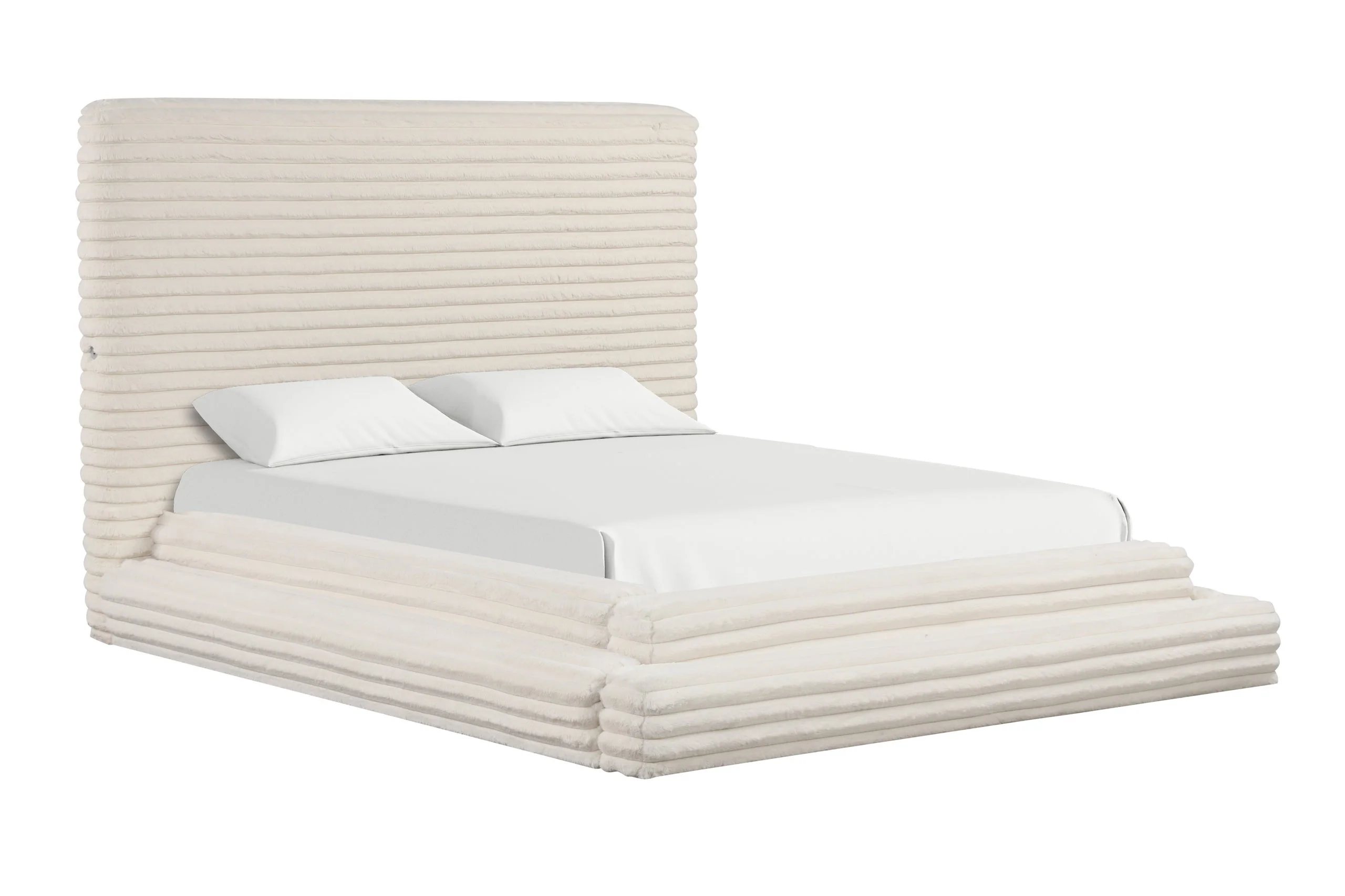 Mariah Beige Upholstered Platform Queen Bed - Image 2