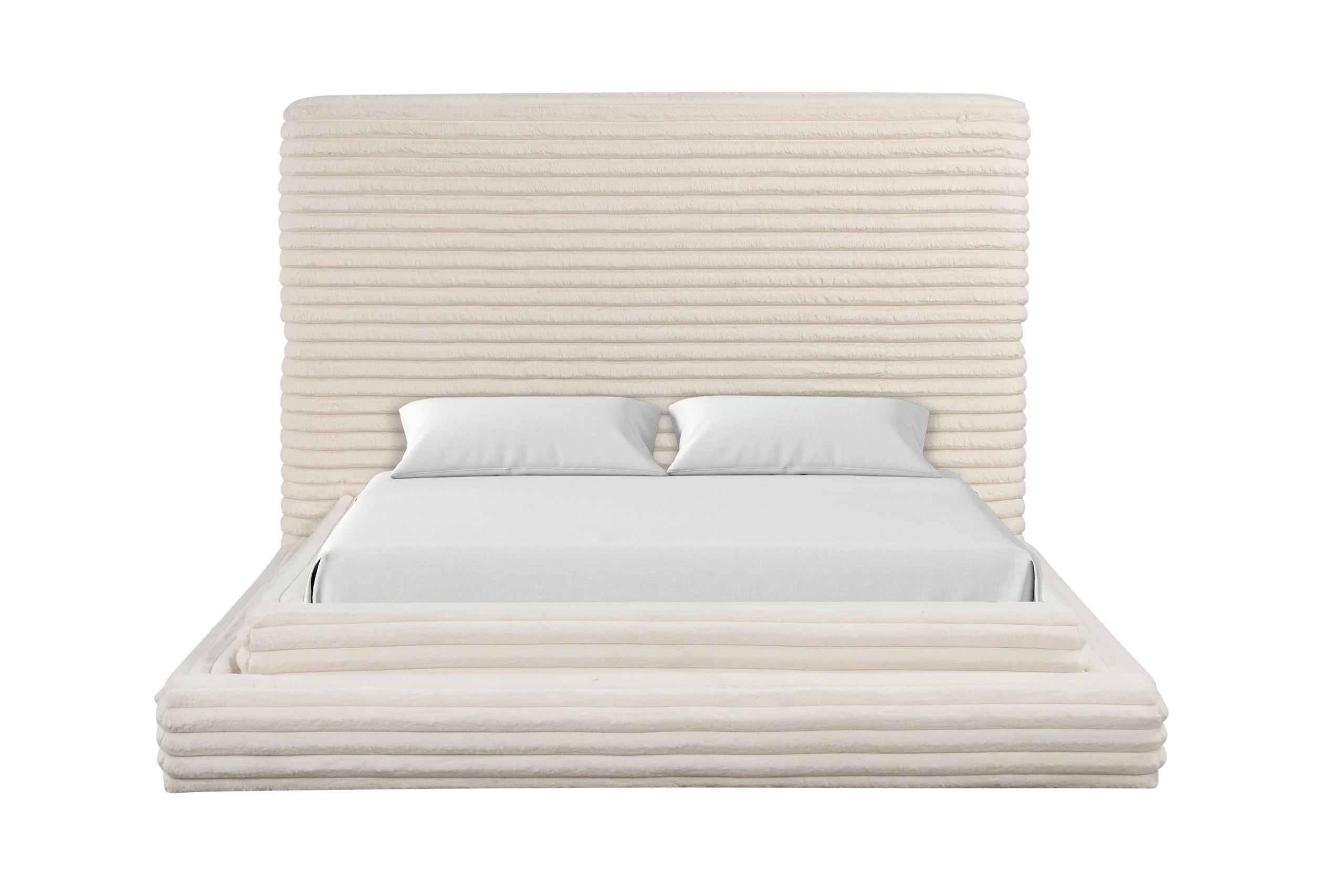 Mariah Beige Upholstered Platform Queen Bed - Image 3