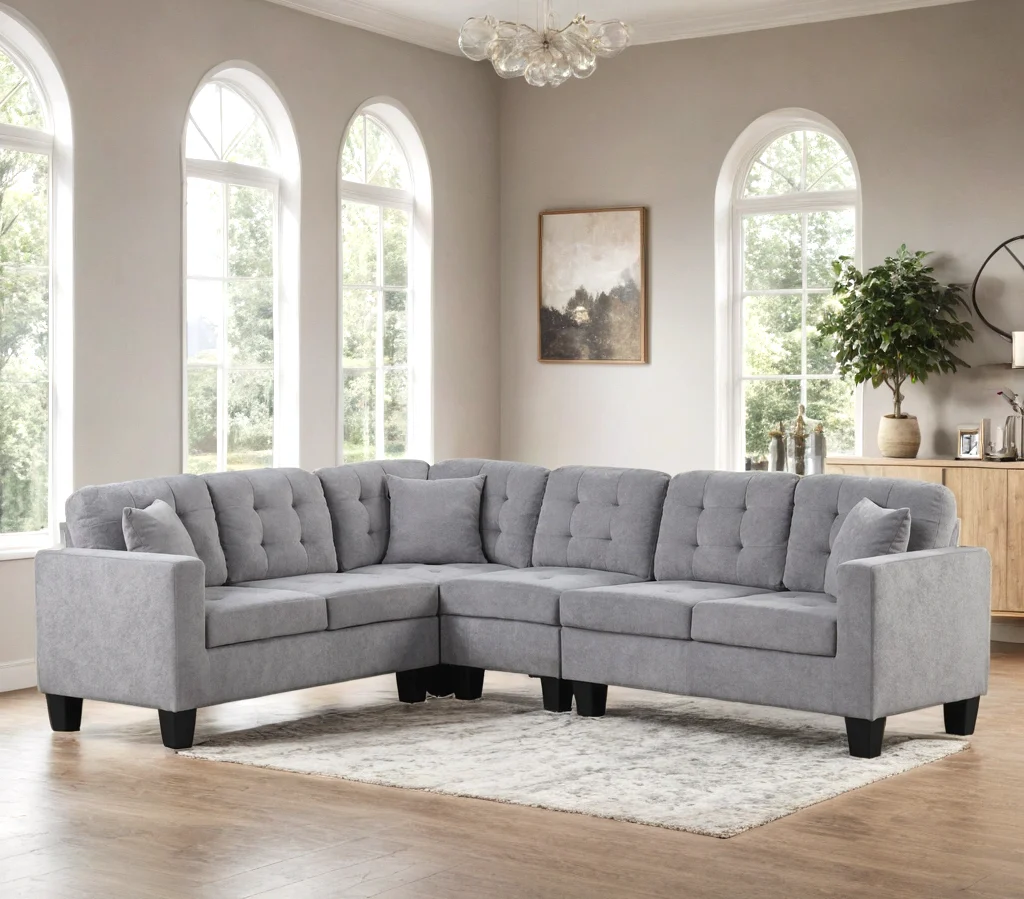 Logan Gray Fabric Reversible Sectional - Image 1
