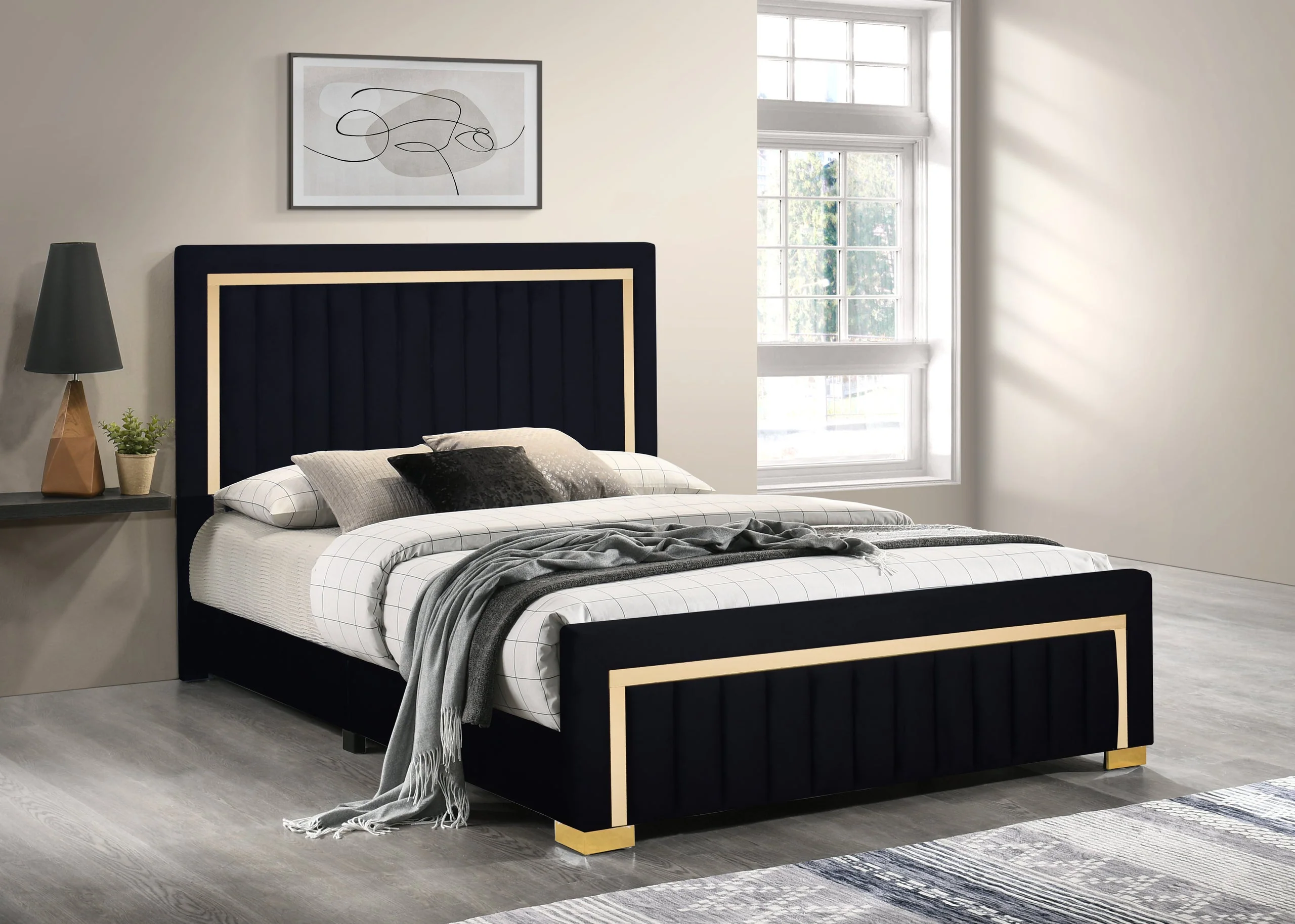 Henry Black Upholstered Panel Full Bed - Image 2
