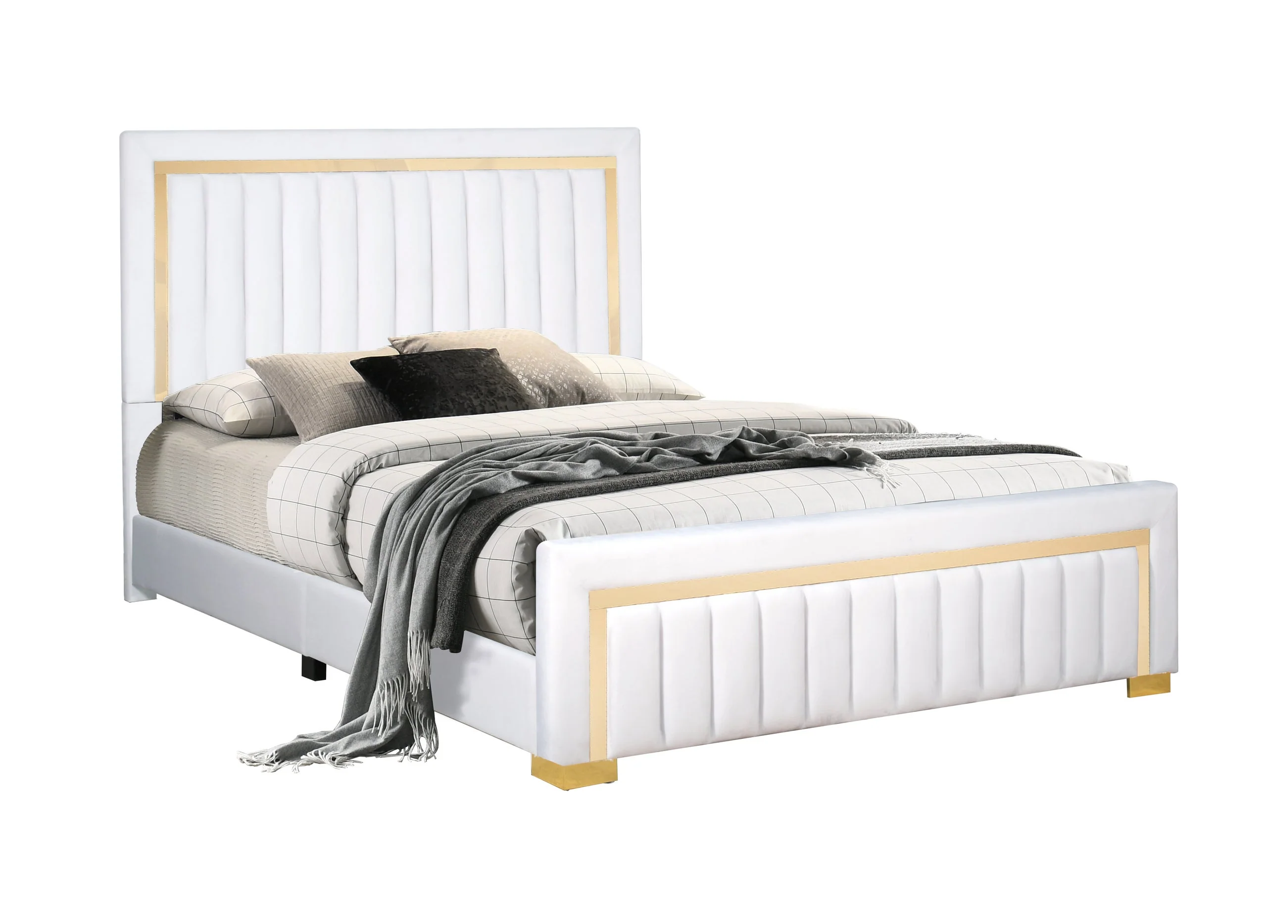 Henry White Upholstered Panel King Bed - Image 3