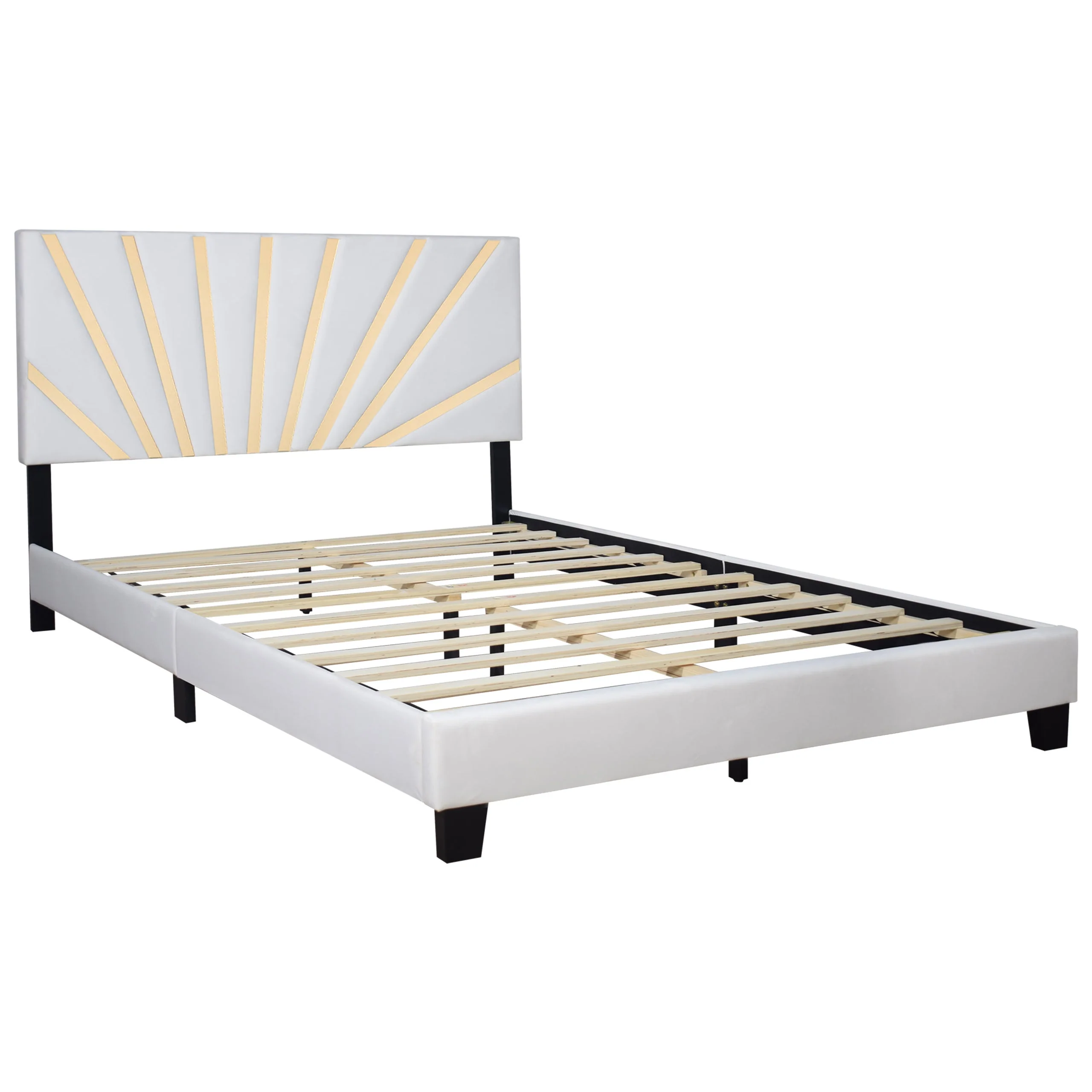 Nico White Upholstered Platform Queen Bed - Image 2