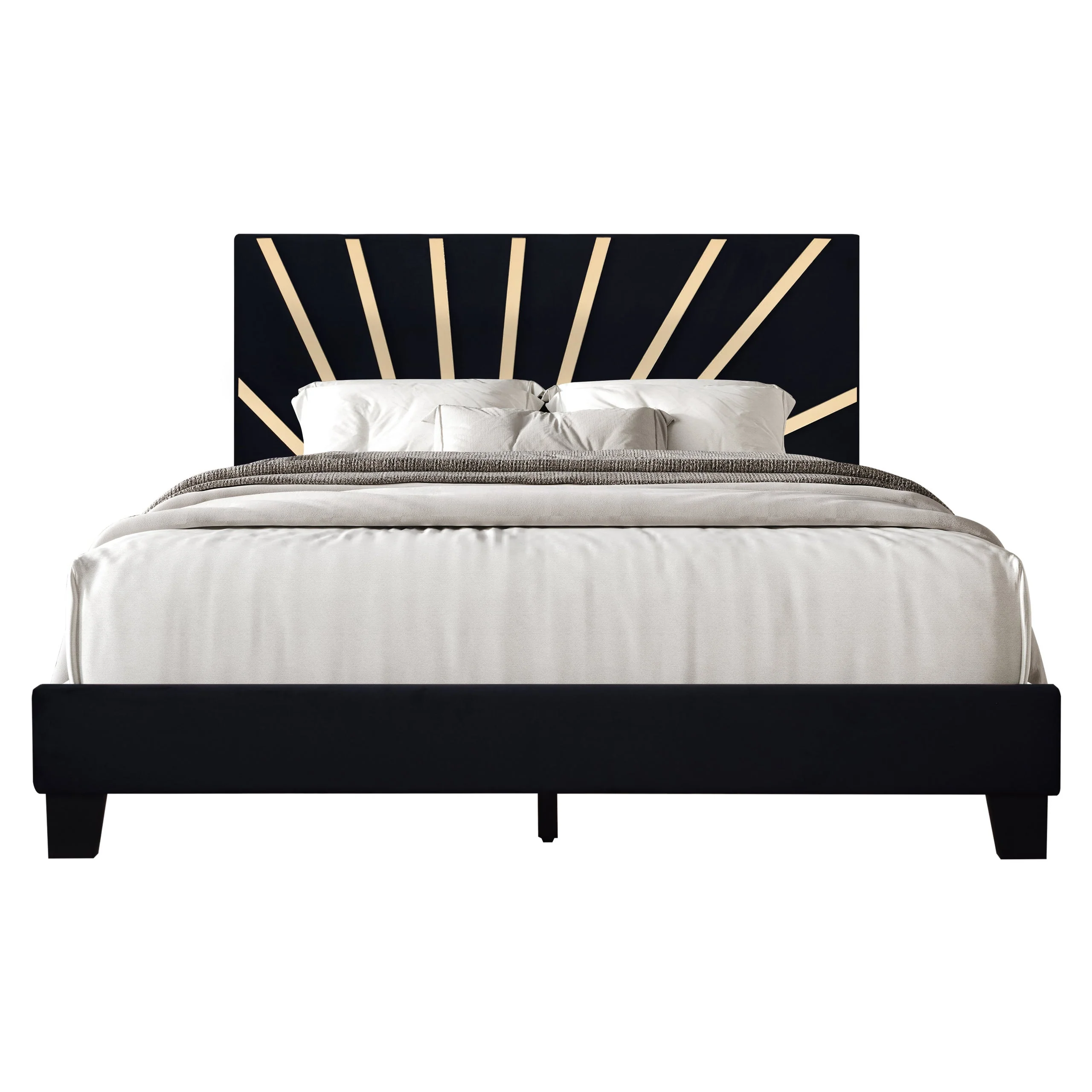 Nico Black Upholstered Platform King Bed - Image 3