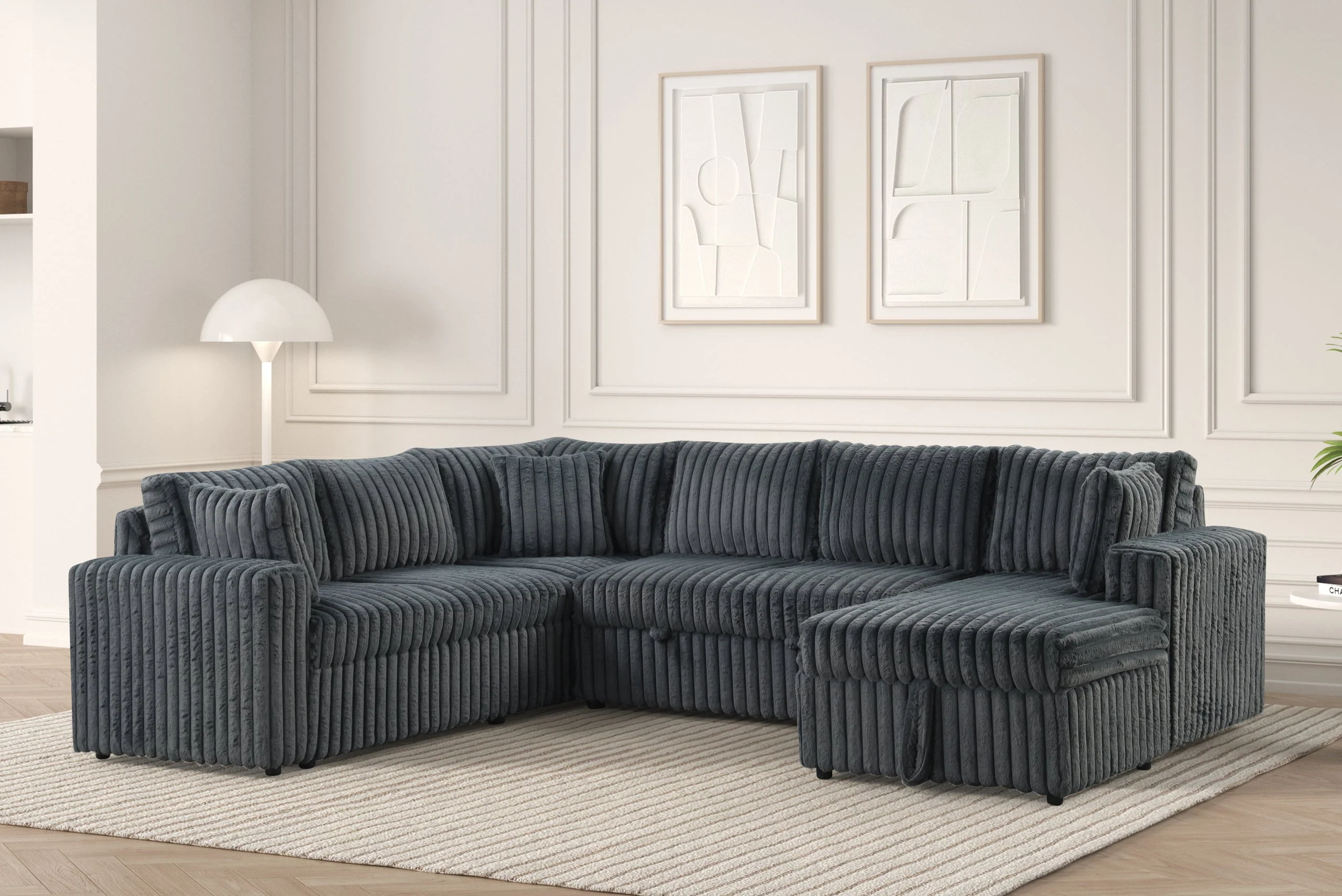 Forever Charcoal Fabric Sectional With Pull-Out Bed - Image 2