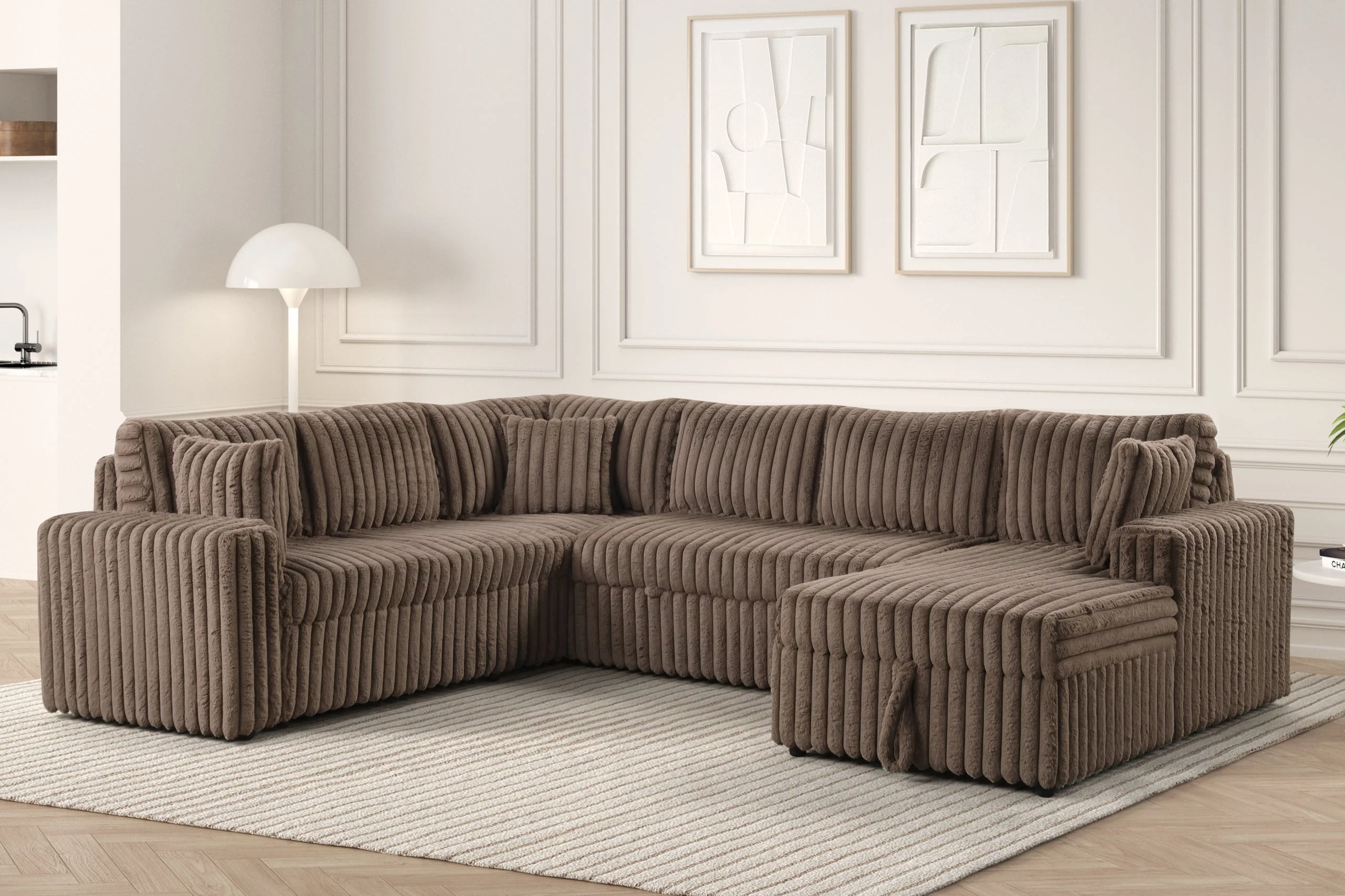 Forever Mocha Fabric Sectional With Pull-Out Bed - Image 2