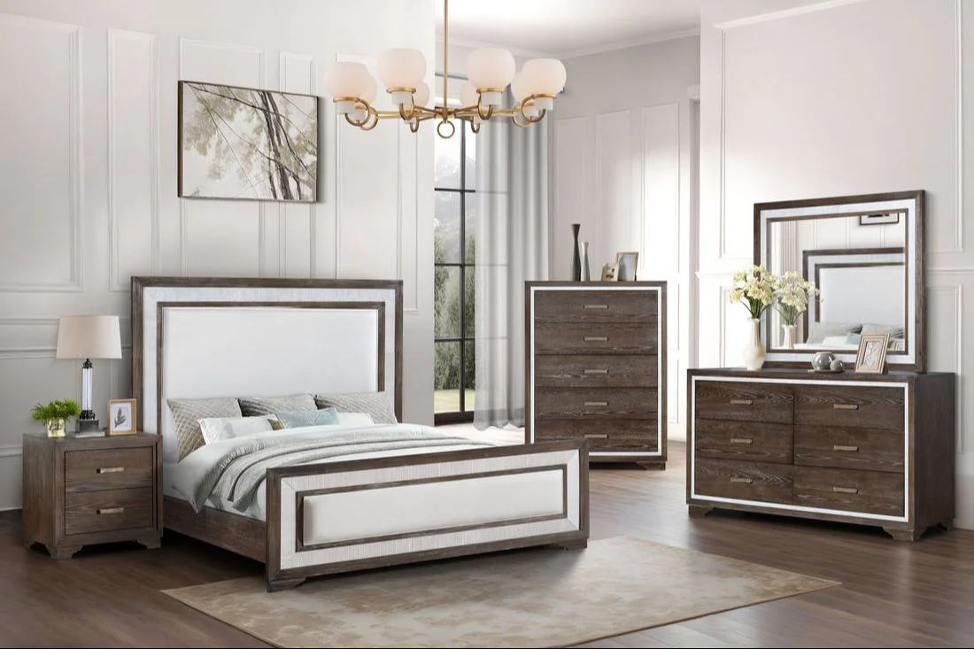 Boson Brown Upholstered Panel Bedroom Set - Image 1