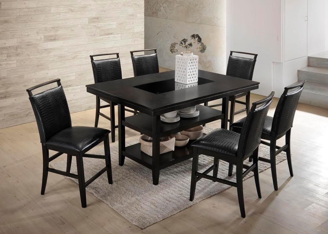 Tommy Espresso Black Crocodile Faux Leather Counter Height Set - Image 1
