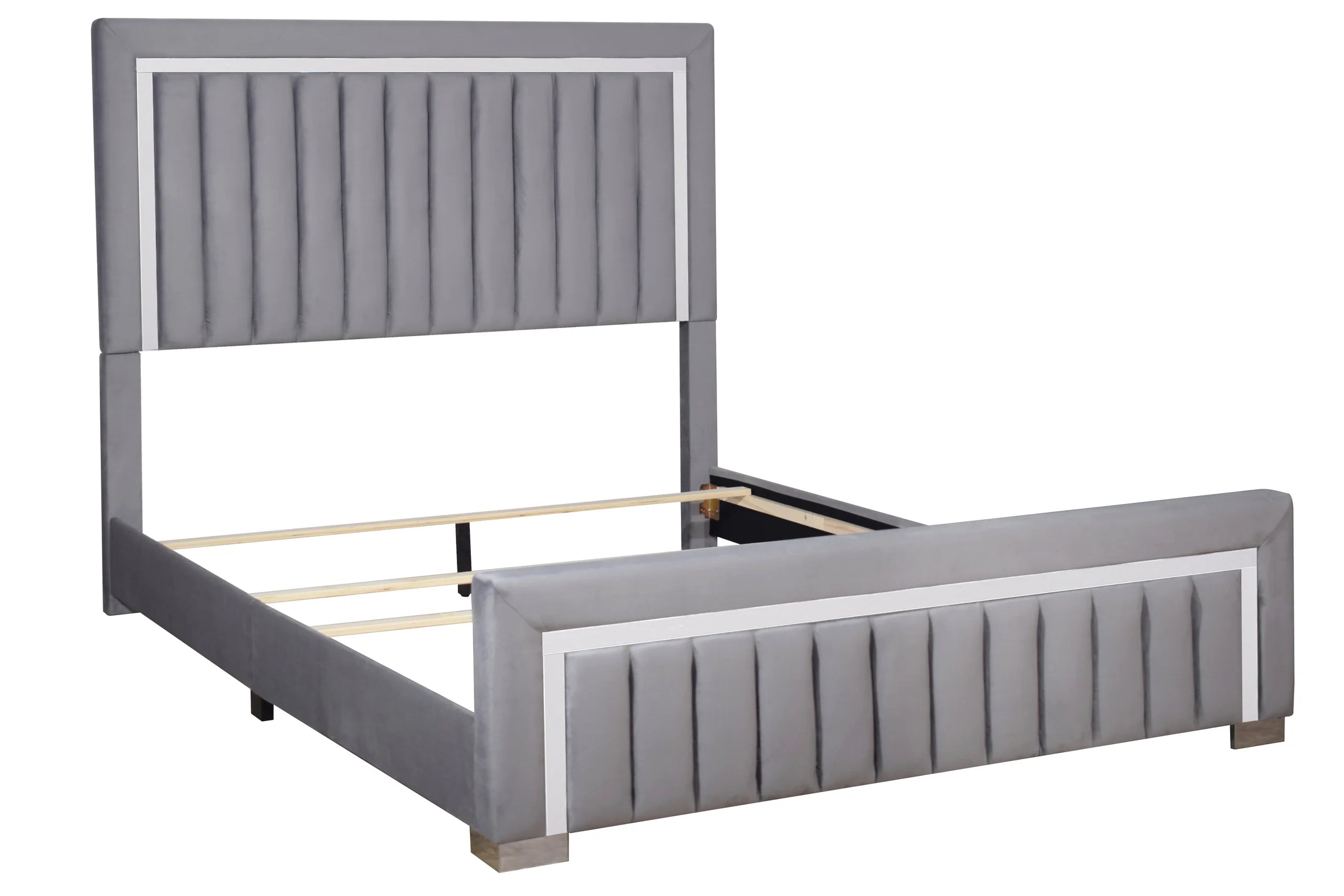 Heindal Gray Upholstered Panel Queen Bed - Image 2