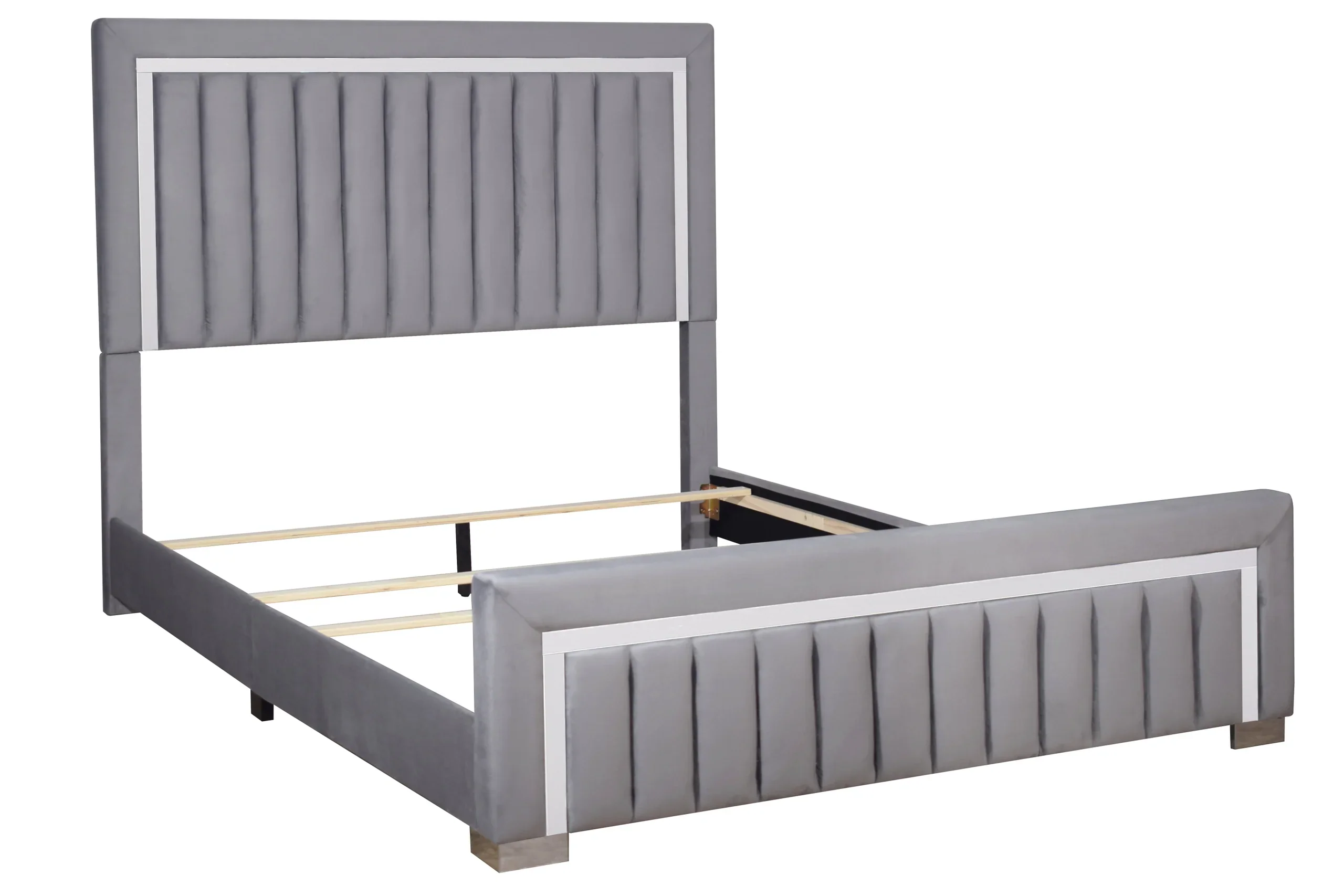 Heindal Gray Upholstered Panel King Bed - Image 2