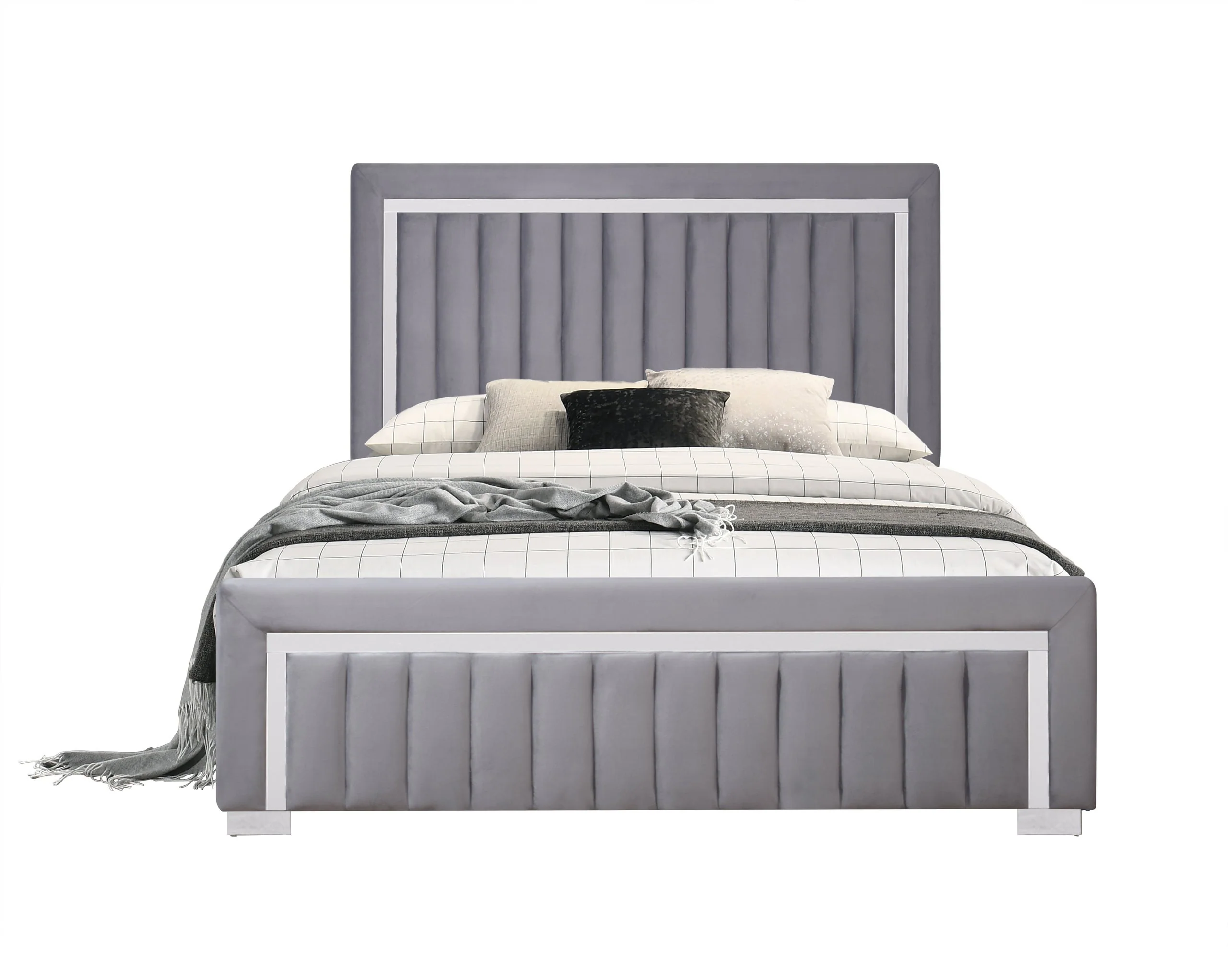 Heindal Gray Upholstered Panel King Bed - Image 3
