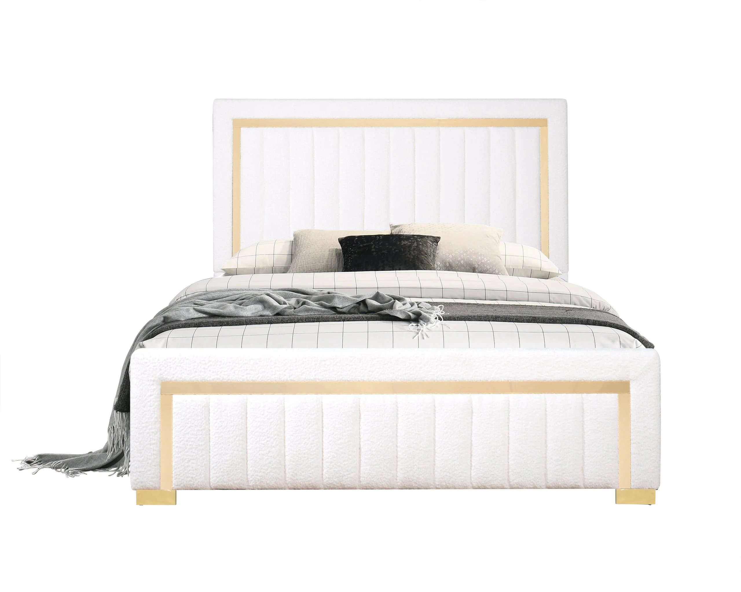 Heindal White Upholstered Panel Twin Bed - Image 3