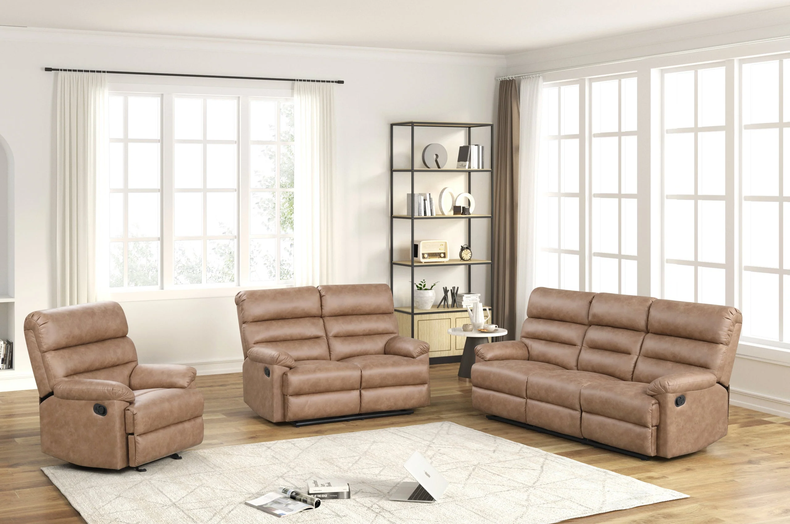 Albert Light Brown 3-Piece Reclining Set - Image 2