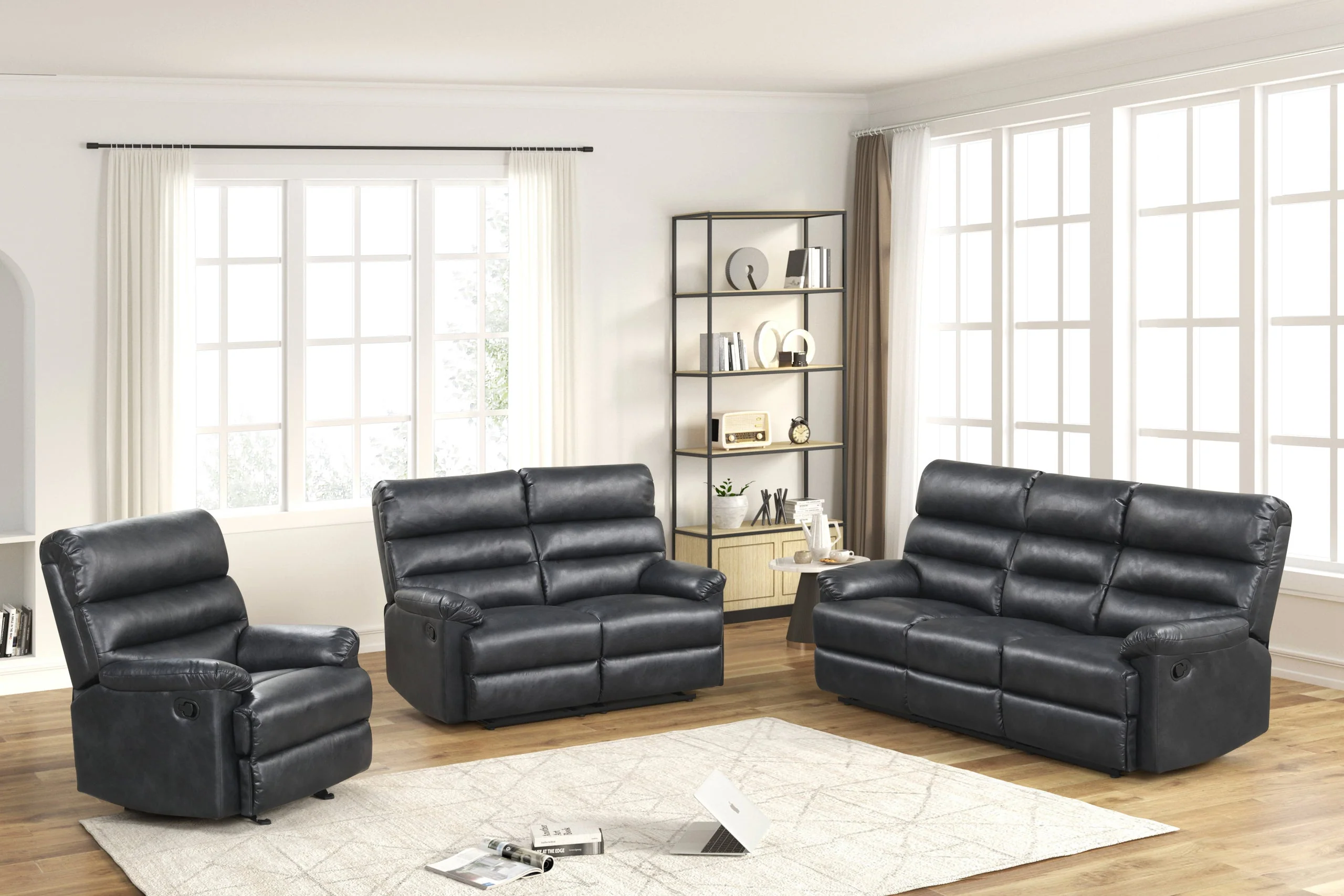 Albert Dark Gray 3-Piece Reclining Set - Image 2