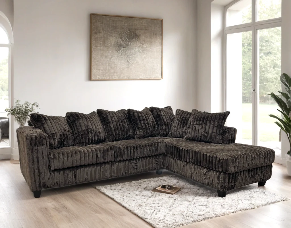 FiveTen Chocolate Velvet Sectional - Image 1