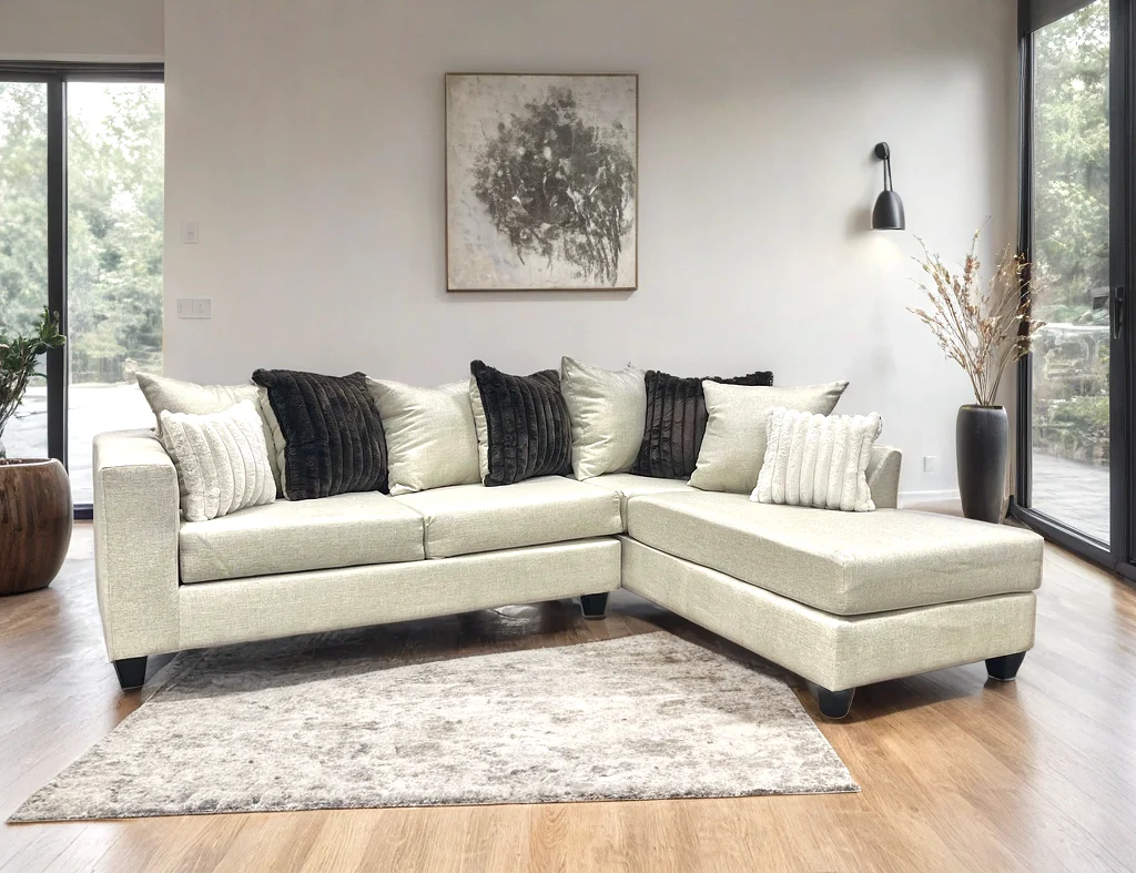 Monroe Beige Heavy Linen Sectional - Image 1