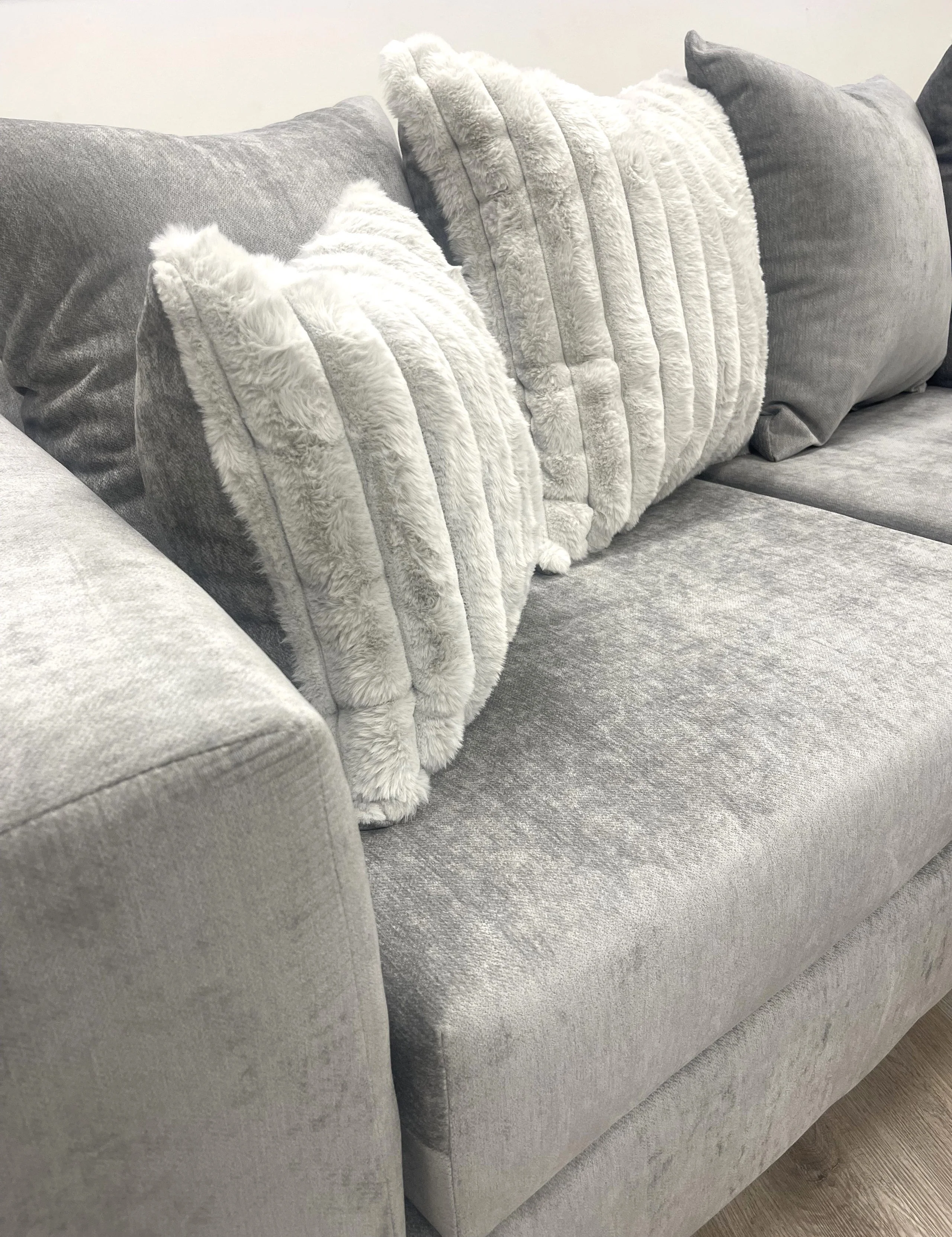 Monroe Gray Silver Fabric Sectional - Image 2