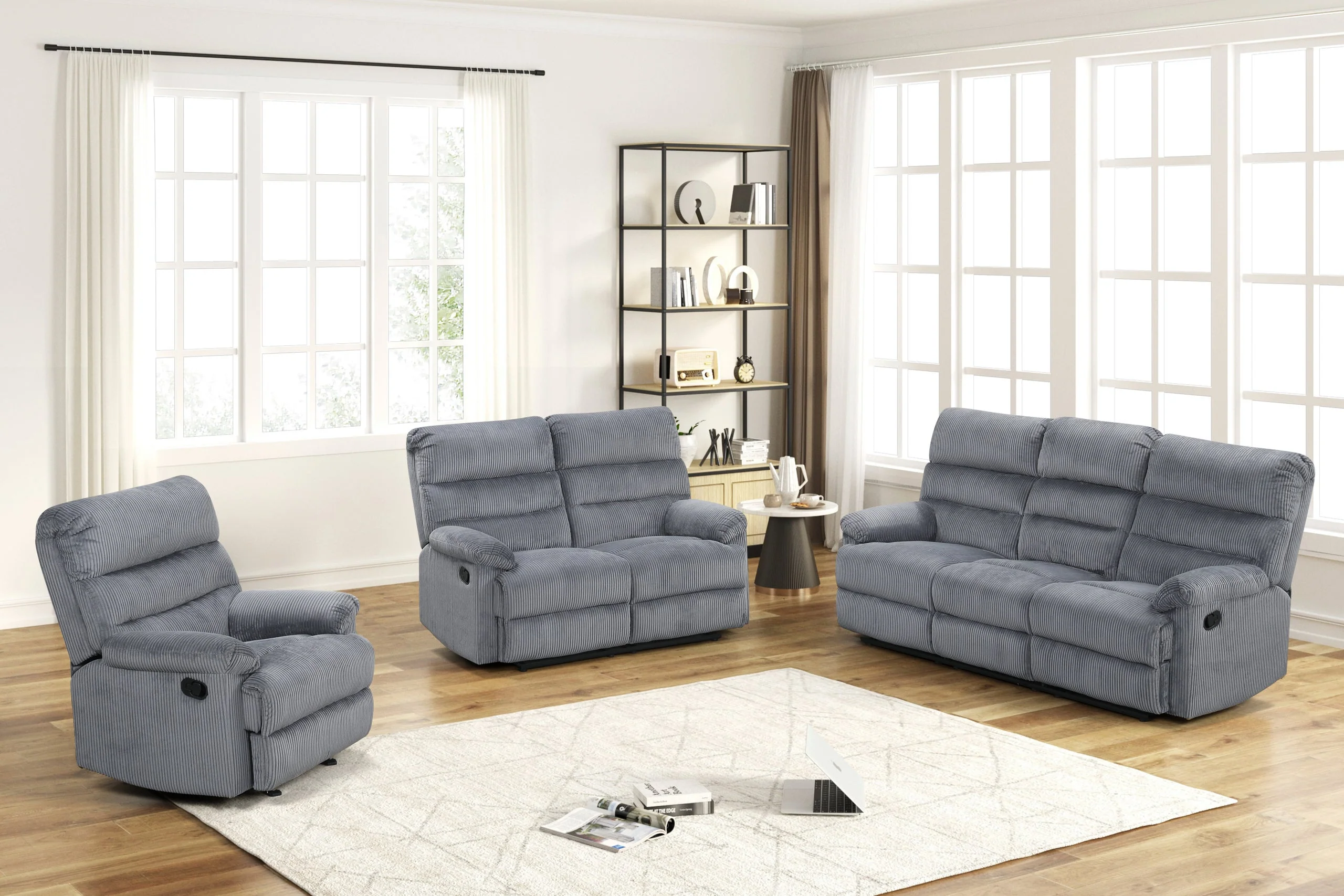 Albert Gray Fabric 3-Piece Reclining Set - Image 2